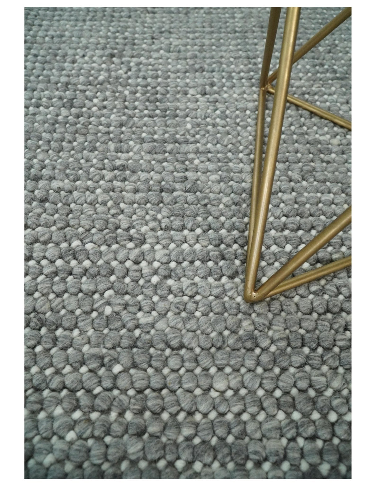 Handwoven Modern Solid Gray Wool Area Rug