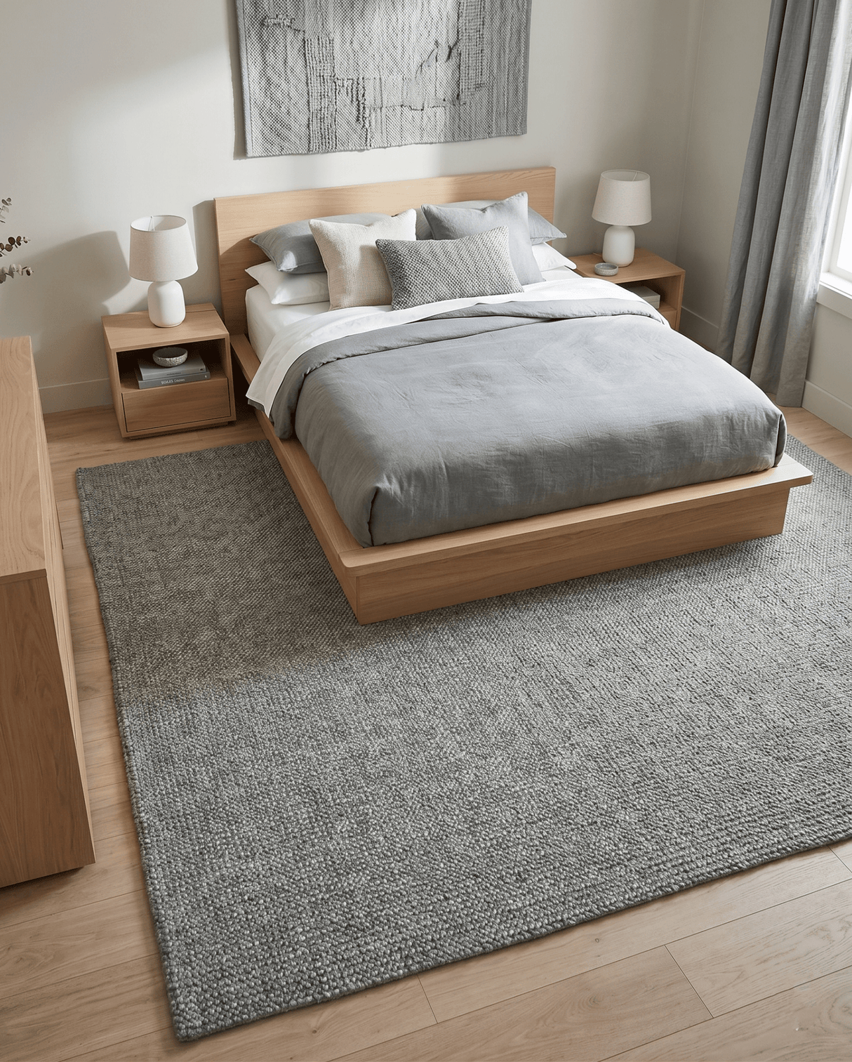 Handwoven Modern Solid Gray Wool Area Rug