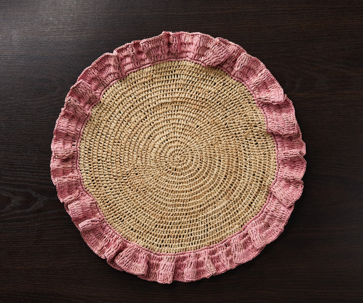 Handwoven Raffia Ruffle Placemat – Boho Chic Table Décor – Summer Table Accent-table tops-Parc Decor