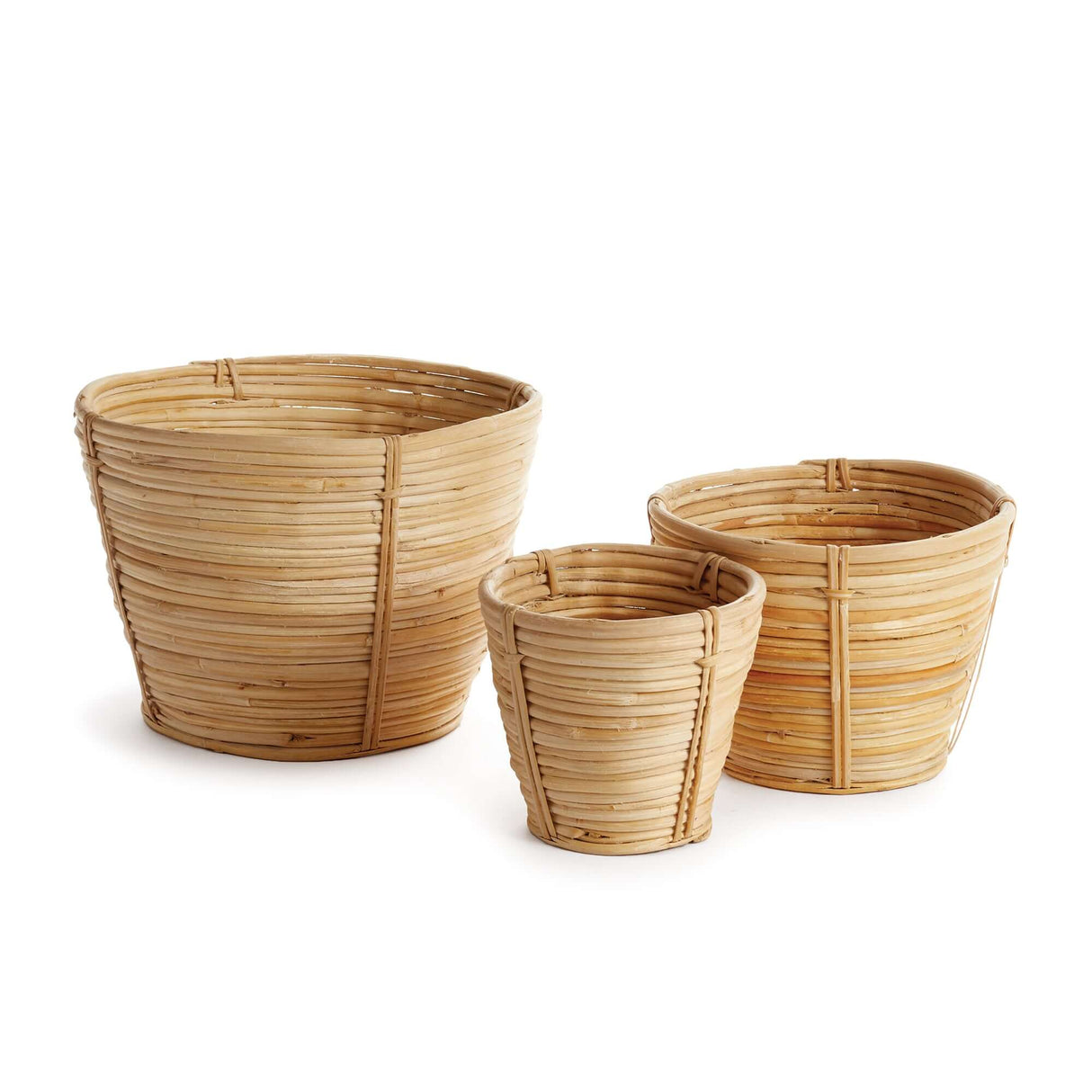 Handwoven Small Rattan Basket Planters (Set of 3)-Planters-Parc Decor