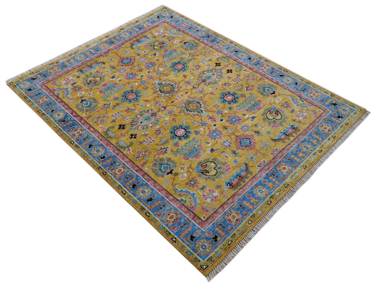 Hanoi Oriental Design Mustard Hand Knotted Wool Area Rug