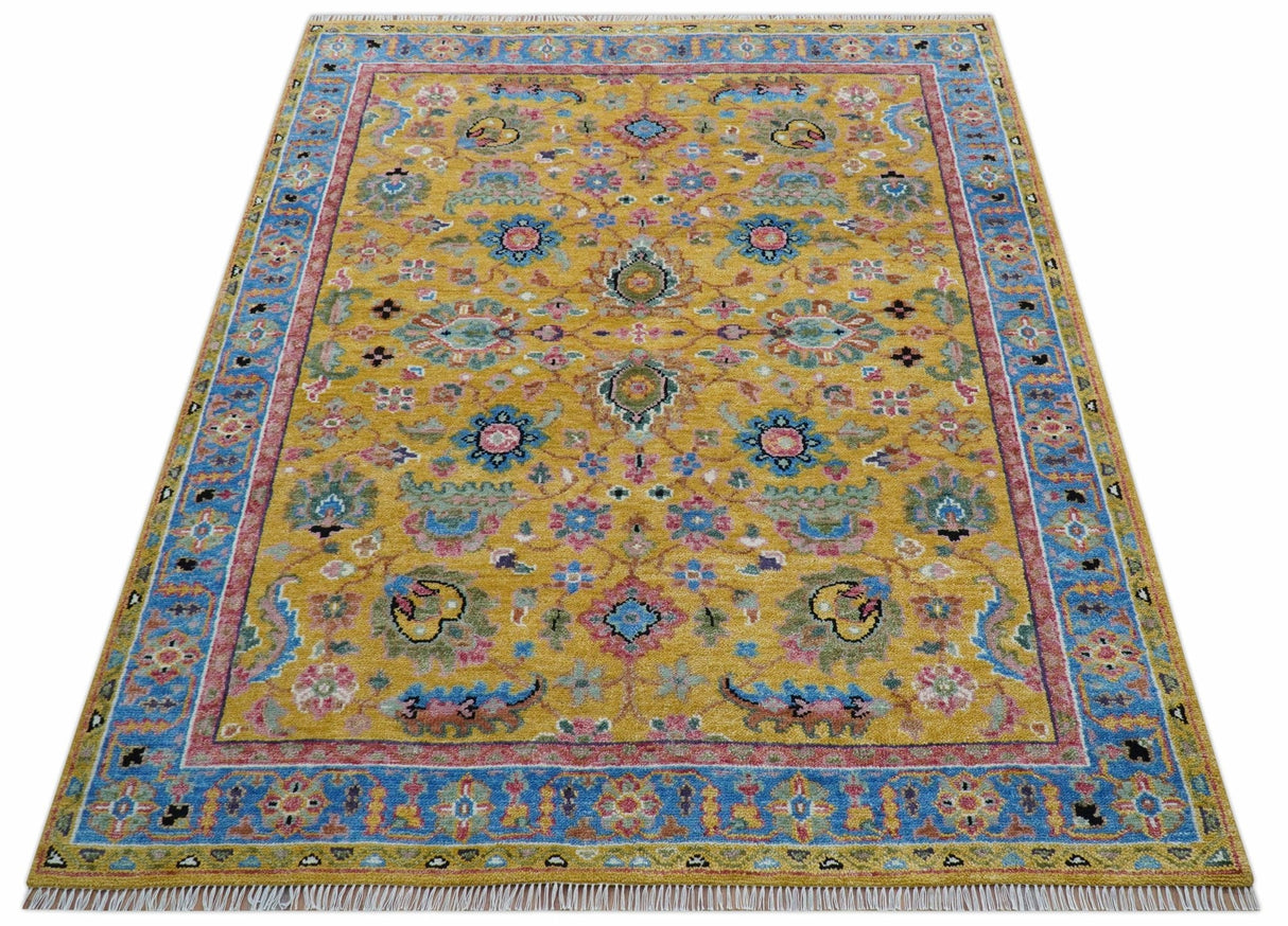 Hanoi Oriental Design Mustard Hand Knotted Wool Area Rug