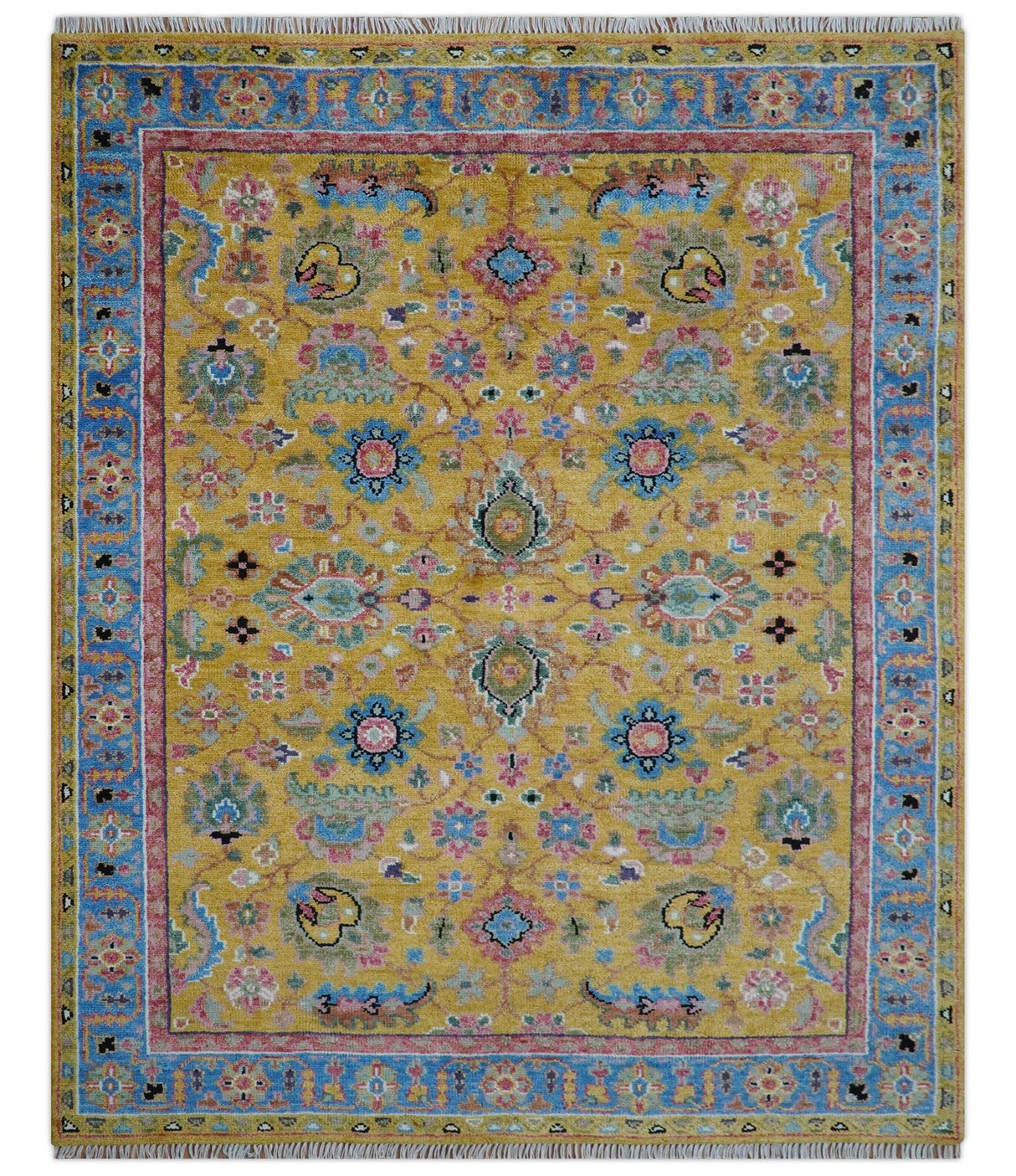 Hanoi Oriental Design Mustard Hand Knotted Wool Area Rug