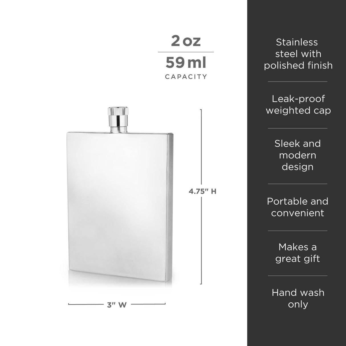 Harrison Stainless Steel Slim Flask