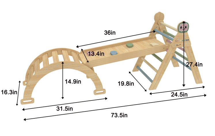Hazel Cocomelon – Pikler Triangle, Slide & Rocker Set-Indoor-Parc Decor