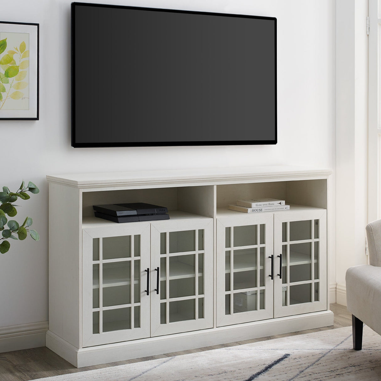 Hazel Glass 4 Door TV Stand-Entertainment-Parc Decor