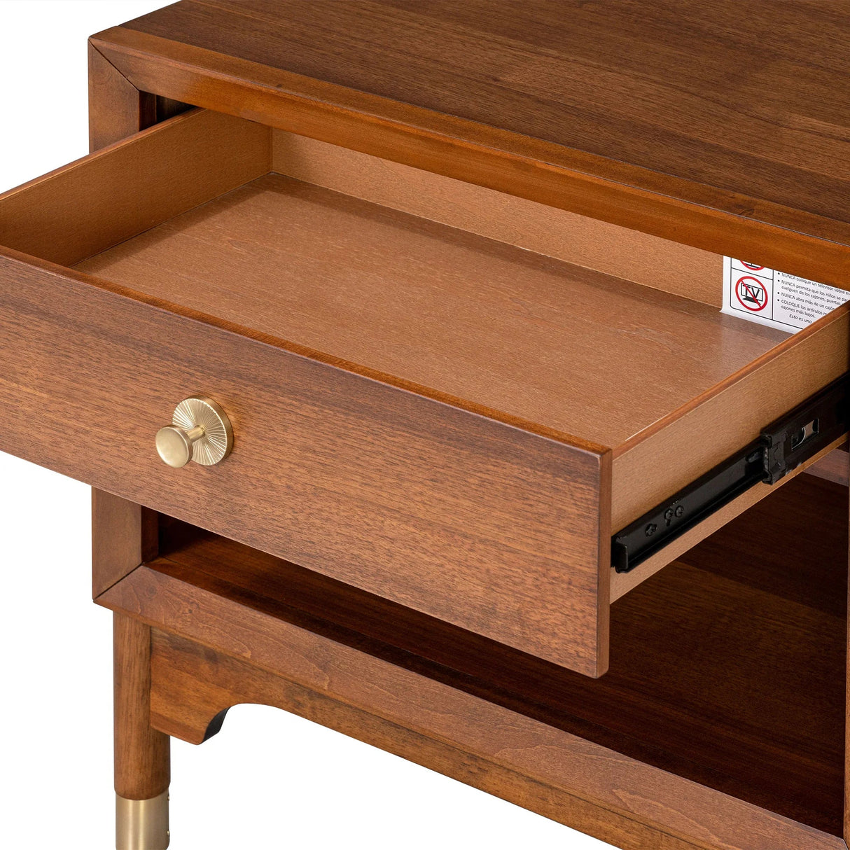 Hepburne Mid Century Walnut 1-Drawer 26 in. Nightstand with Touch Light-床头柜-Parc Decor