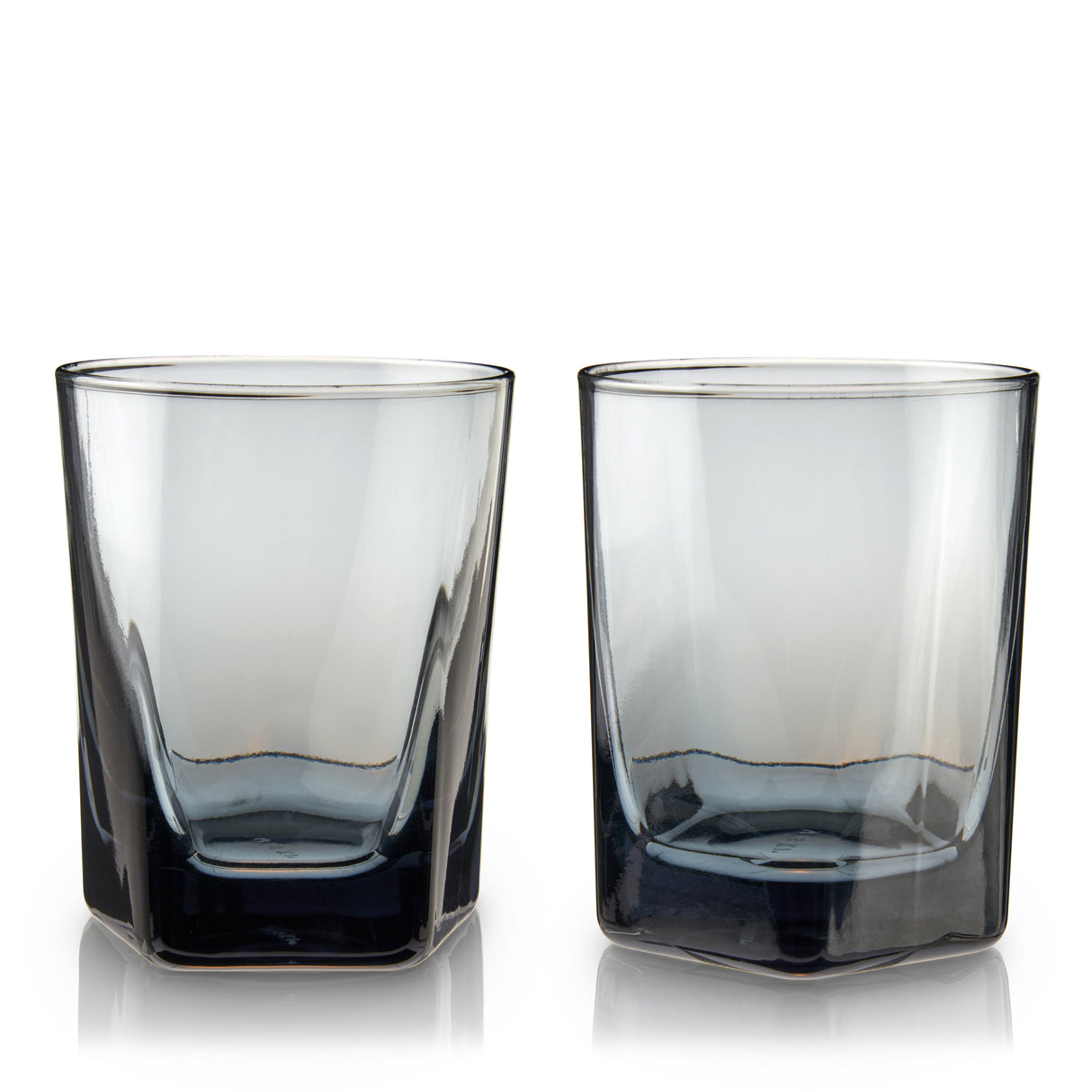 Hexagonal Crystal Double Old Fashioned Glasses in Smoke-product_type::stemless_cocktail_glasses-Parc Decor