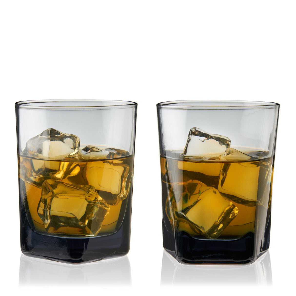 Hexagonal Crystal Double Old Fashioned Glasses in Smoke-product_type::stemless_cocktail_glasses-Parc Decor