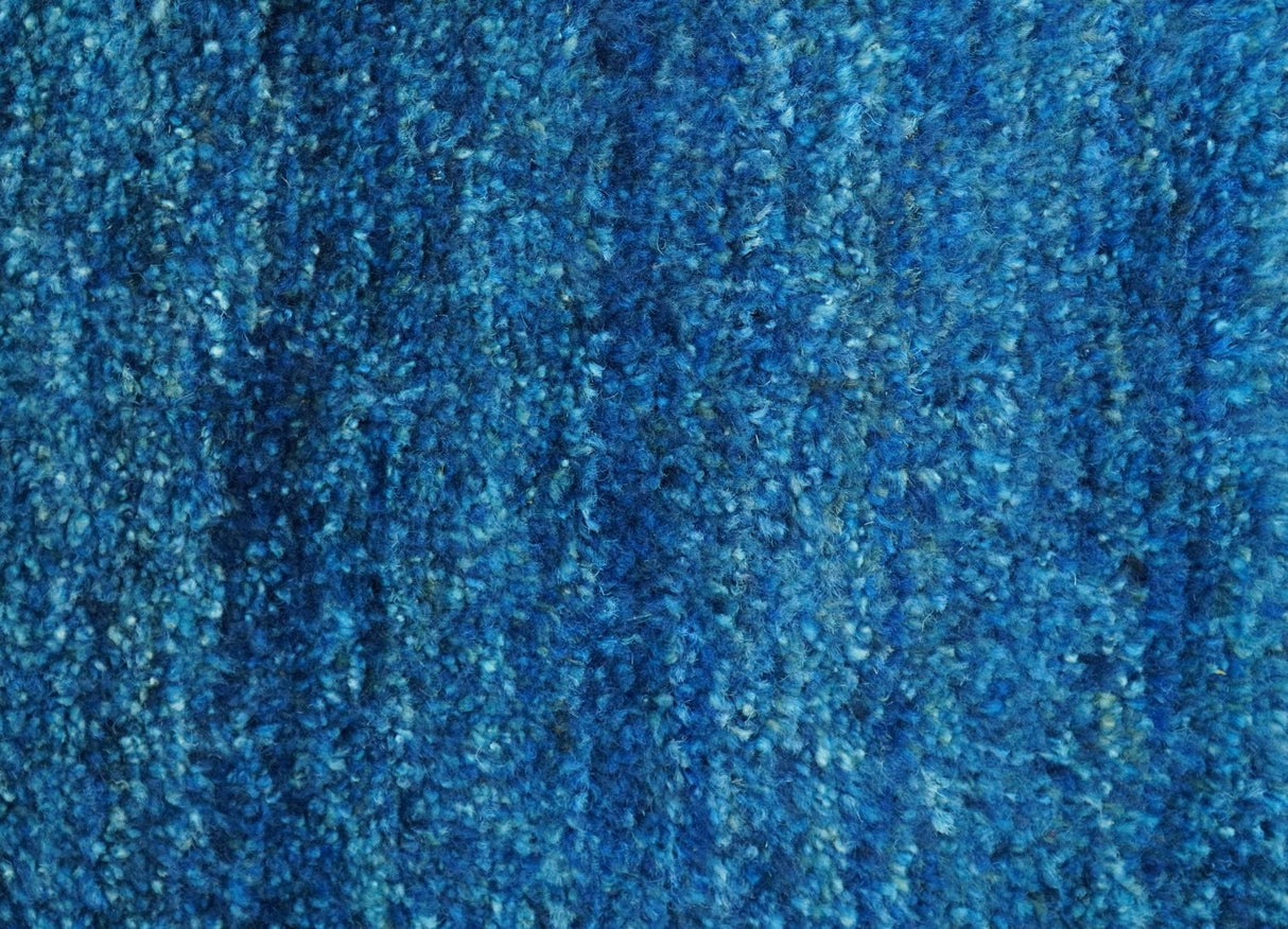 High Pile Blue Hand knotted Contemporary Custom Made Solid Afghan wool Area Rug