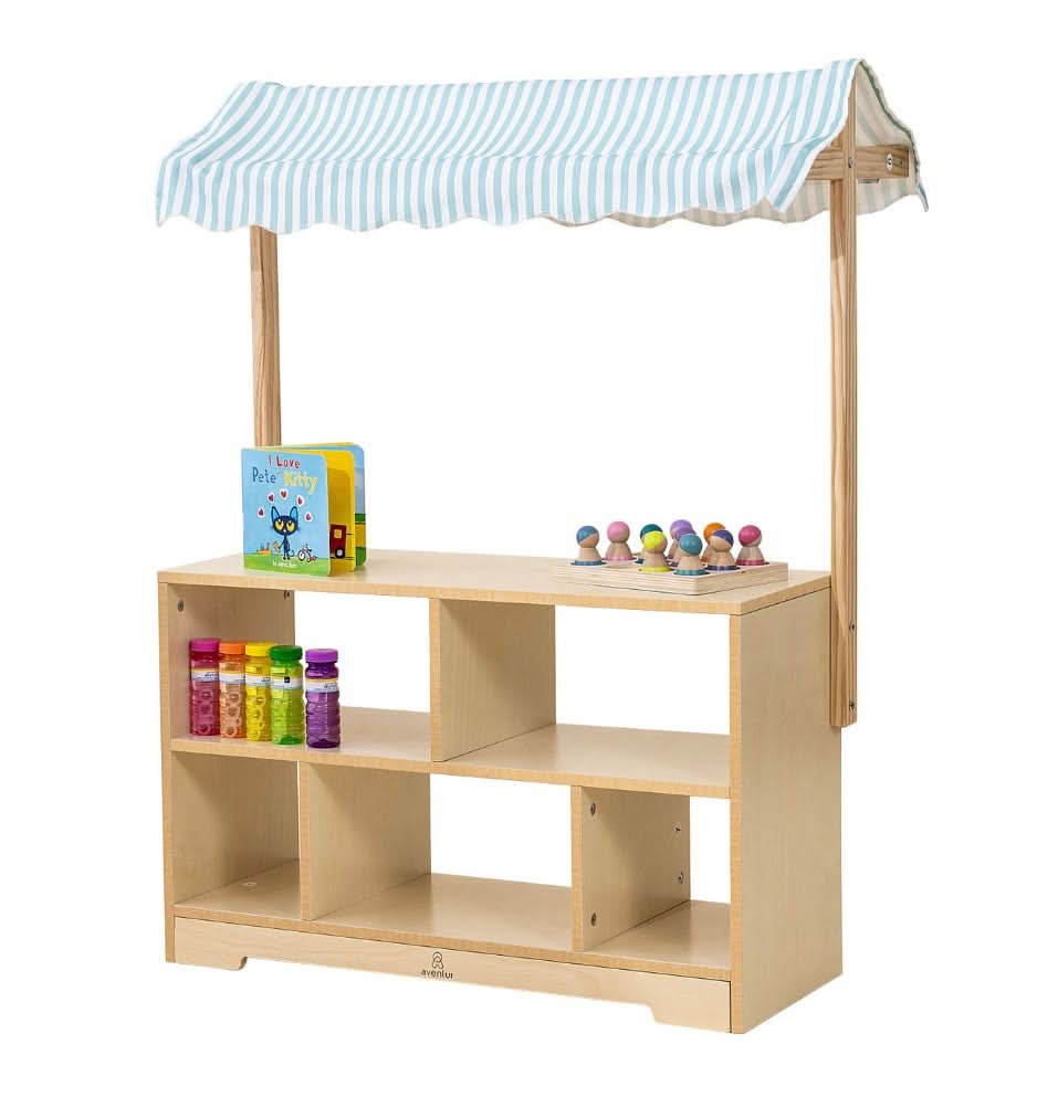 Holly Wooden Market Stand – Kids’ Pretend Play Shop & Display Shelf-Indoor-Parc Decor