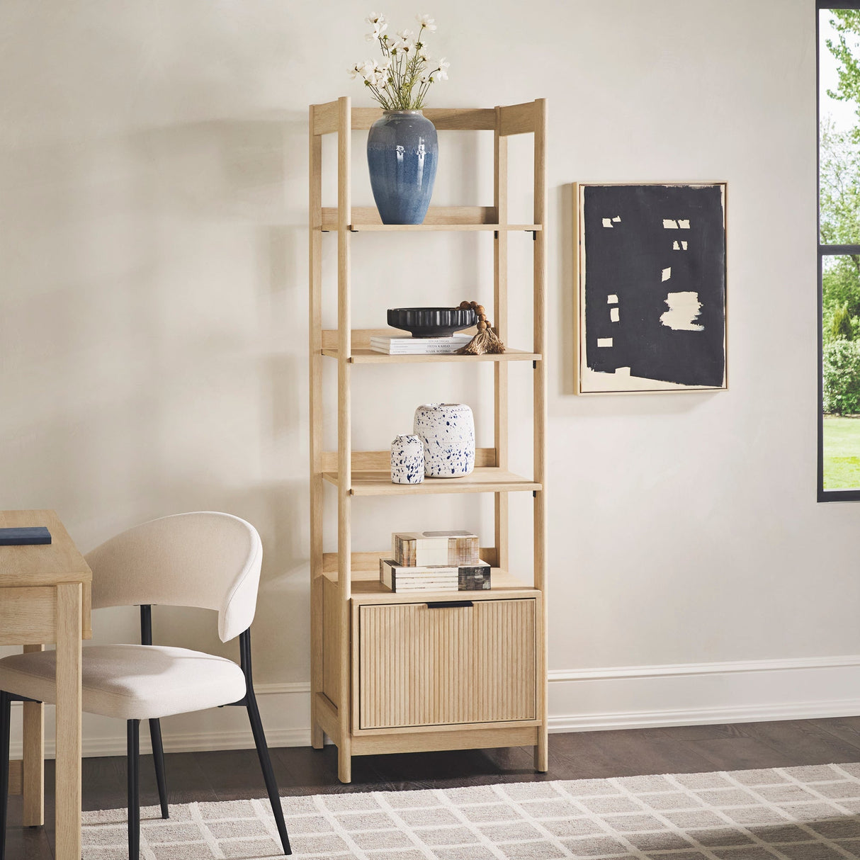Holmes Modern Scandinavian Reeded Bookshelf-Home Office-Parc Decor
