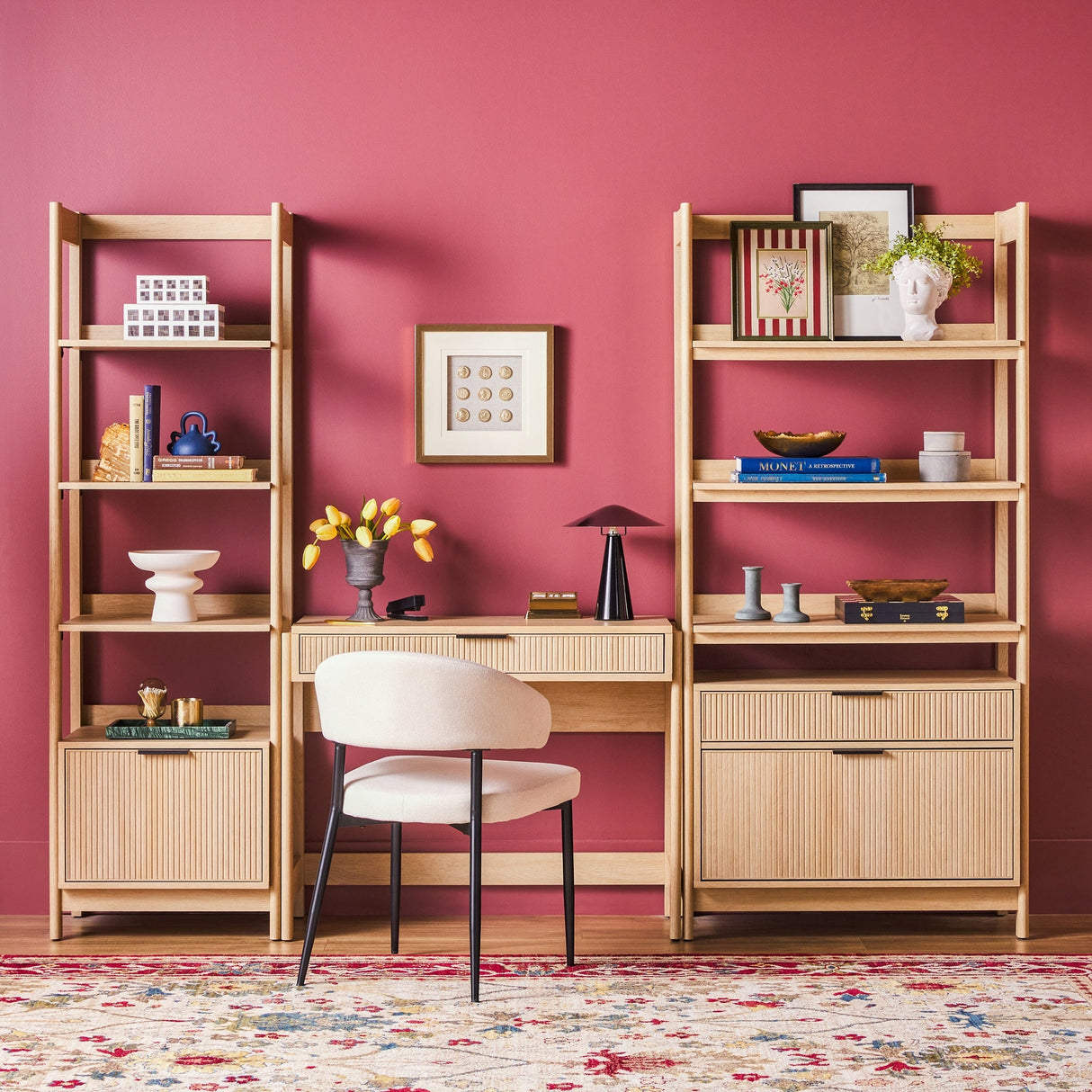 Holmes Modern Scandinavian Reeded Wide Bookshelf-Home Office-Parc Decor