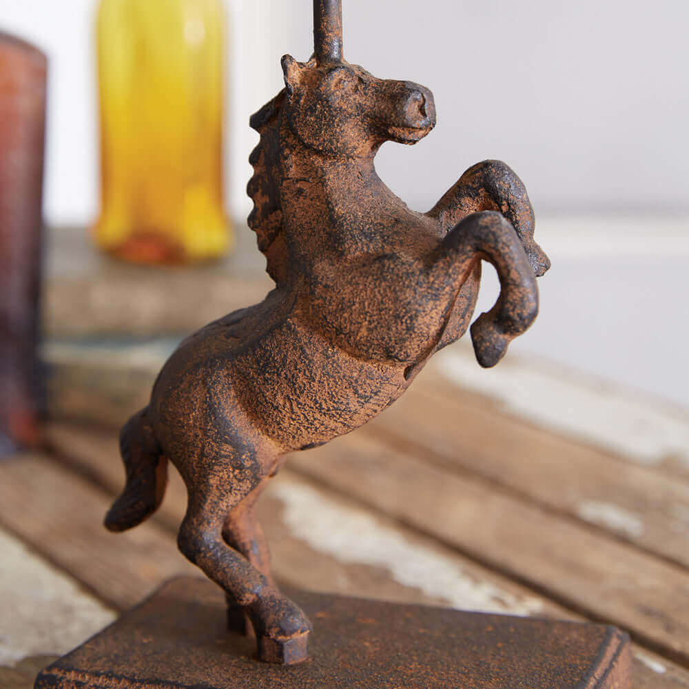 Horse Candle Holder in Rustic Cast Iron-Candle Holder-Parc Decor