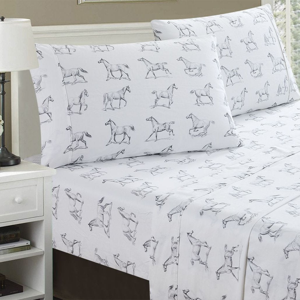 Horses Printed Sheet Set-Sheets-Parc Decor