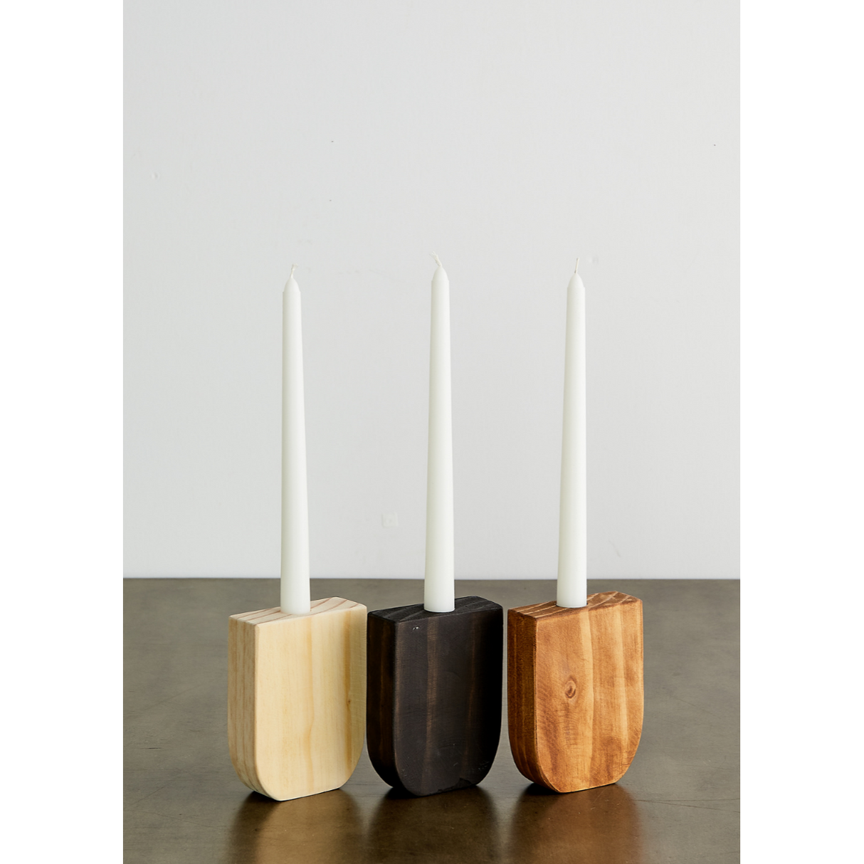 Horseshoe Wooden Pine Taper Candle Holder