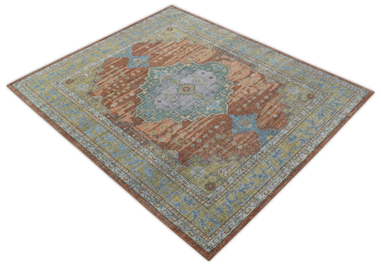 Idris Custom Made Peach, Rust And Beige Turkish Design Hand Knotted Wool Rug