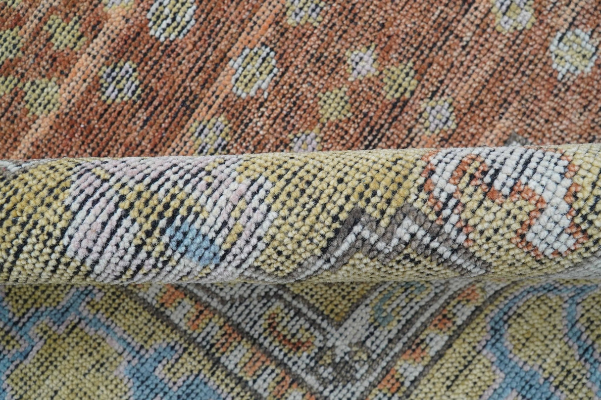 Idris Custom Made Peach, Rust And Beige Turkish Design Hand Knotted Wool Rug