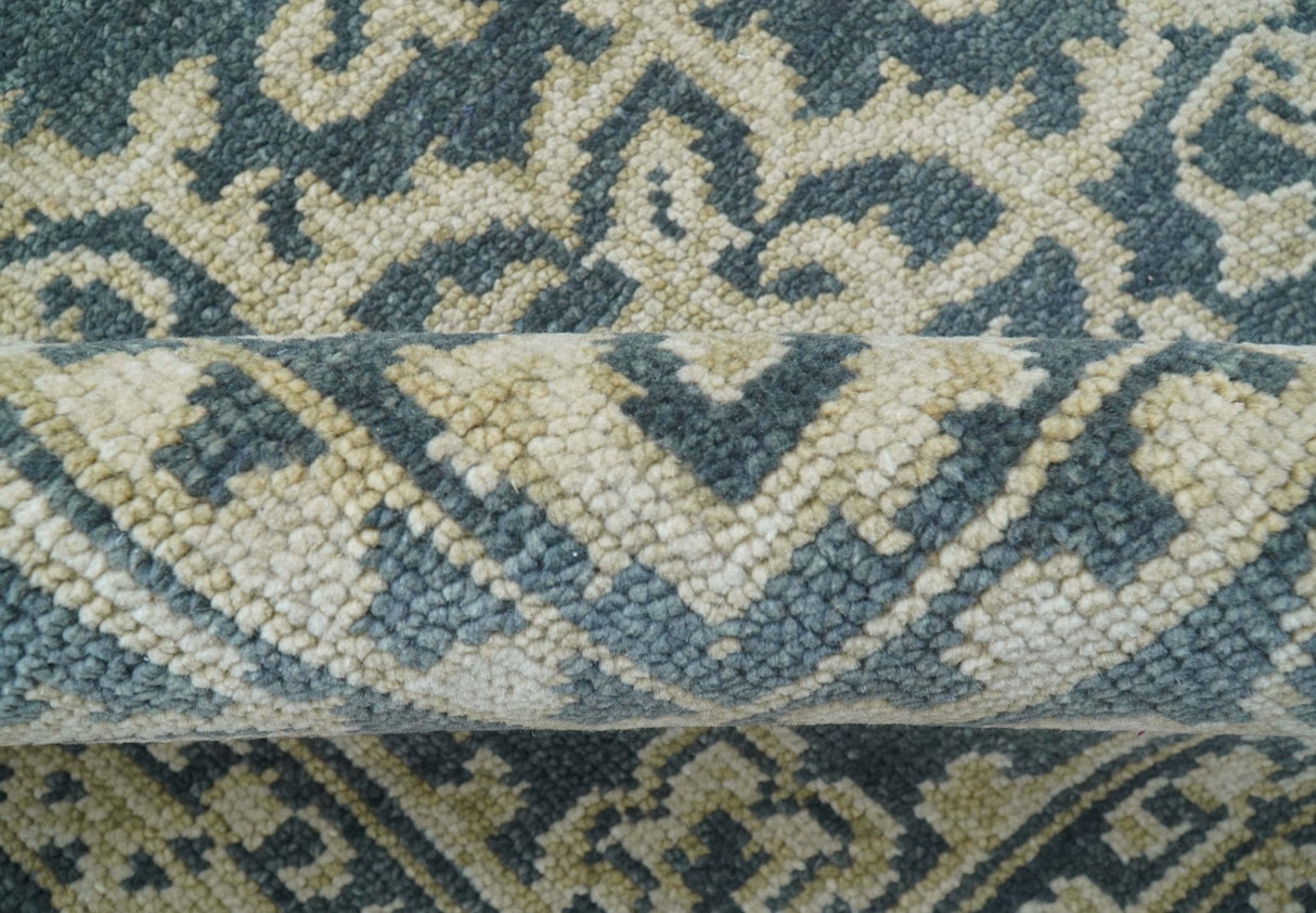 Idris Custom Made Turkish Design Gray And Ivory Hand Knotted Wool Rug