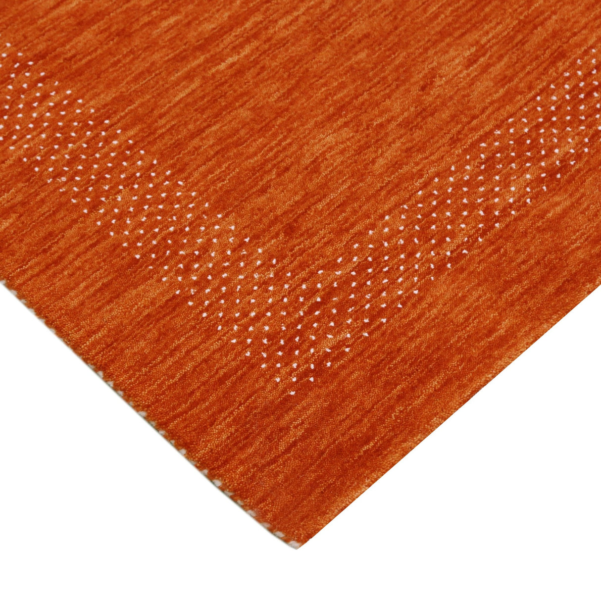 In Stock Orange Contemporary Center Pattern Hand Loomed Wool Rug