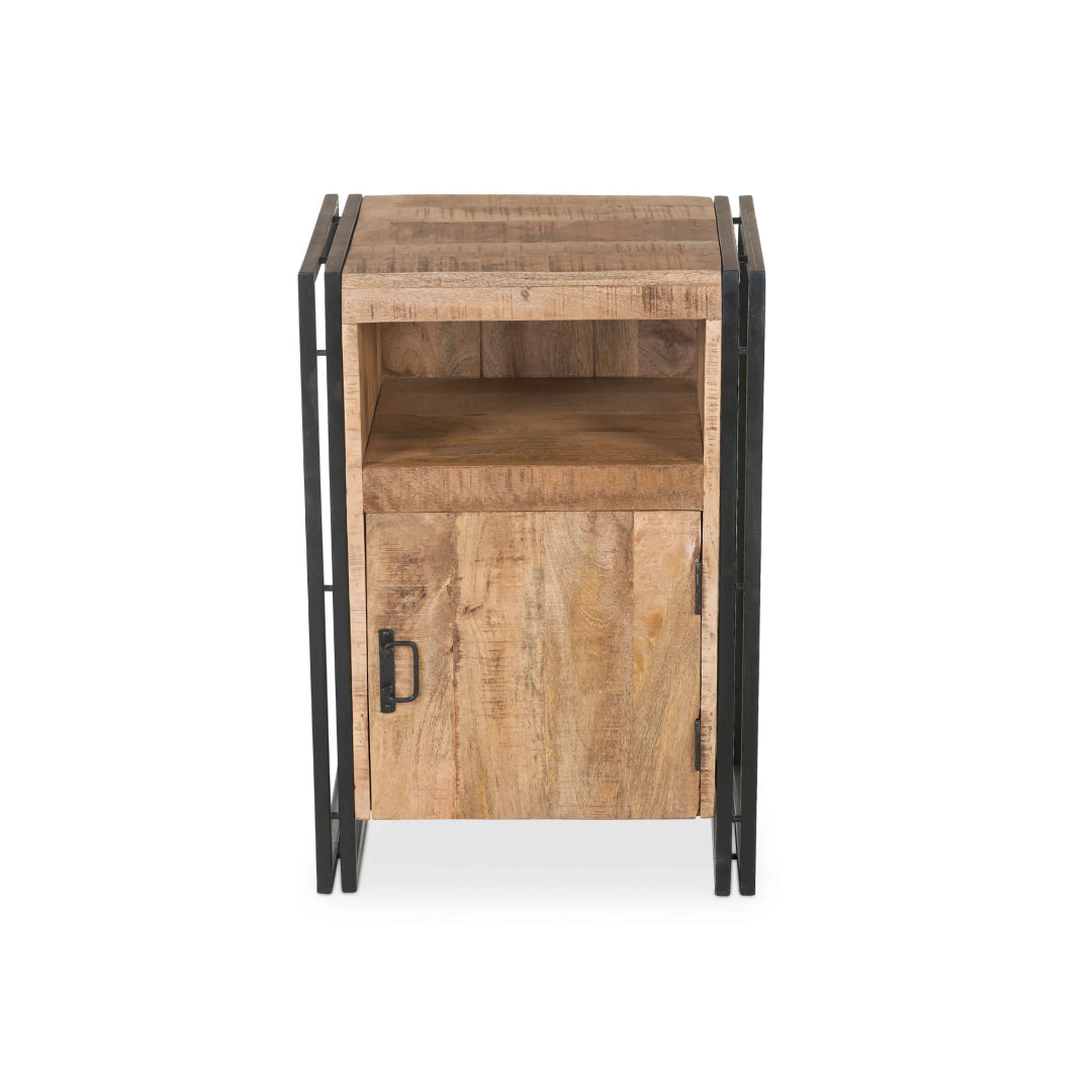 Industrial Reclaimed Wood and Iron Side Table-End table-Parc Decor