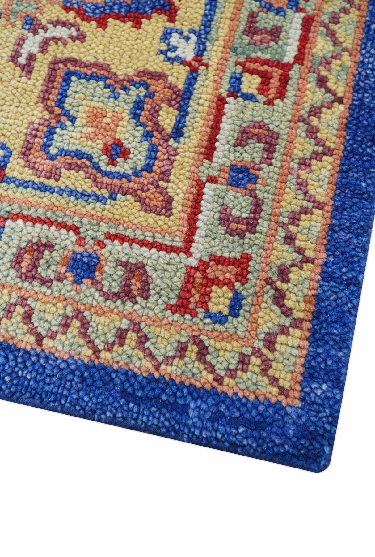 Isfahan Custom Made Traditional Blue And Beige Hand Knotted Wool Rug