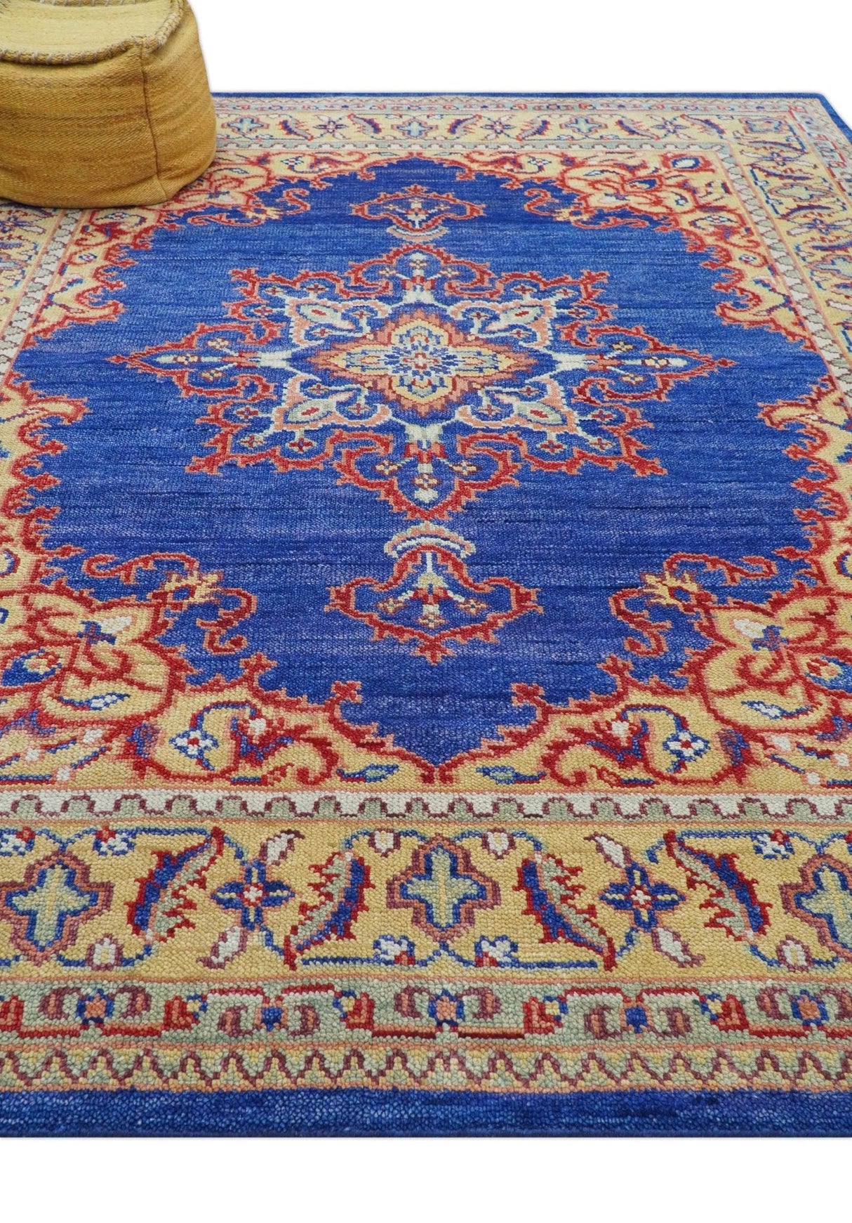 Isfahan Custom Made Traditional Blue And Beige Hand Knotted Wool Rug