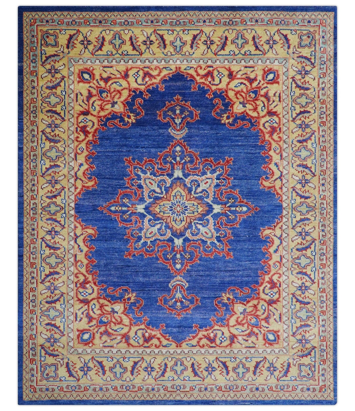 Isfahan Custom Made Traditional Blue And Beige Hand Knotted Wool Rug