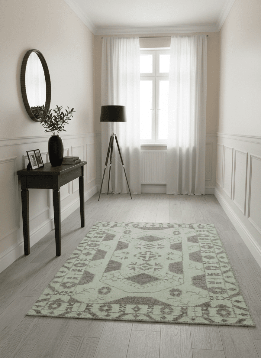 Ivory and Brown Traditional Hand Knotted Multi Size wool Area Rug