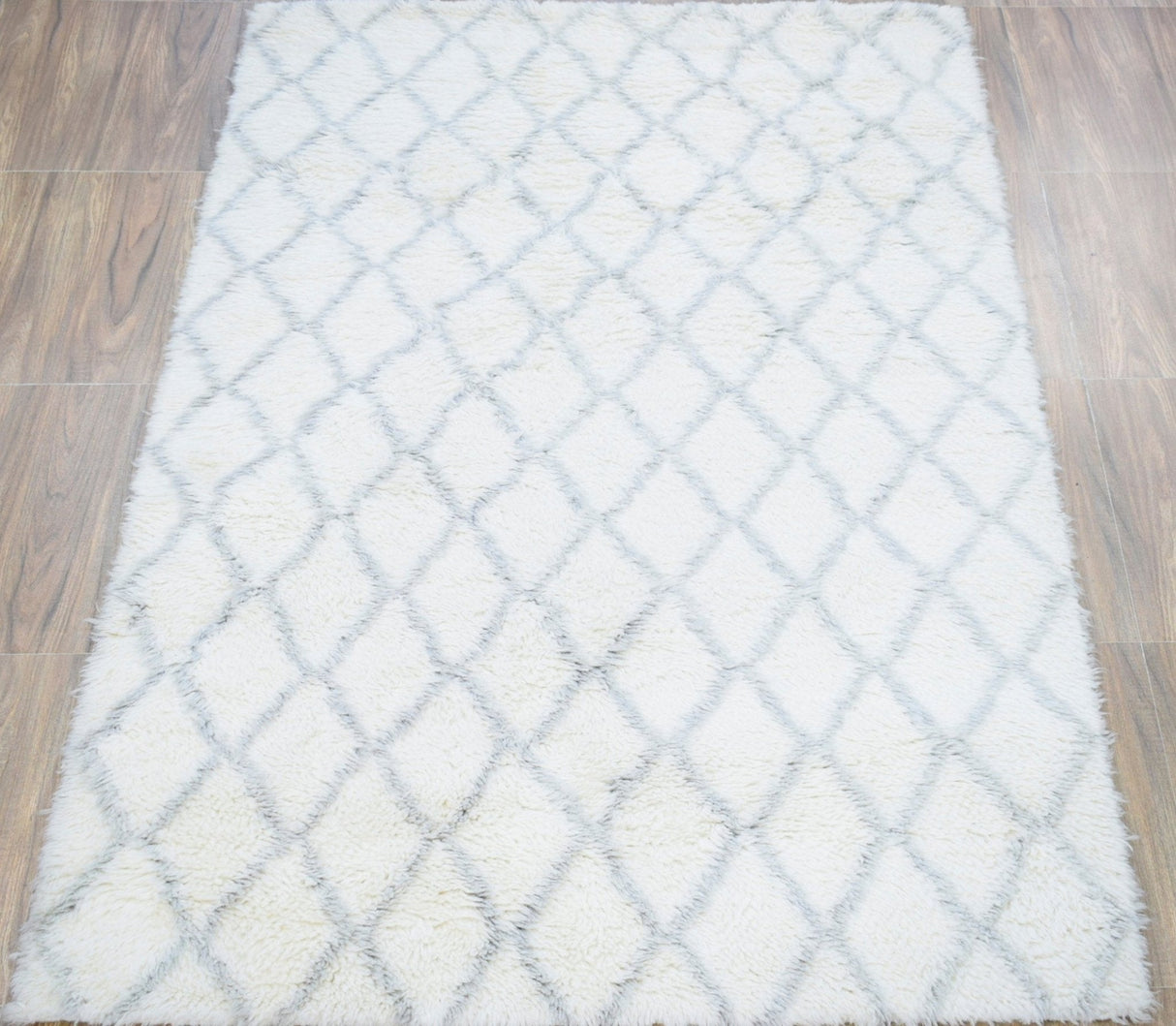 Ivory and Charcoal Modern Style Handmade Wool Area Rug