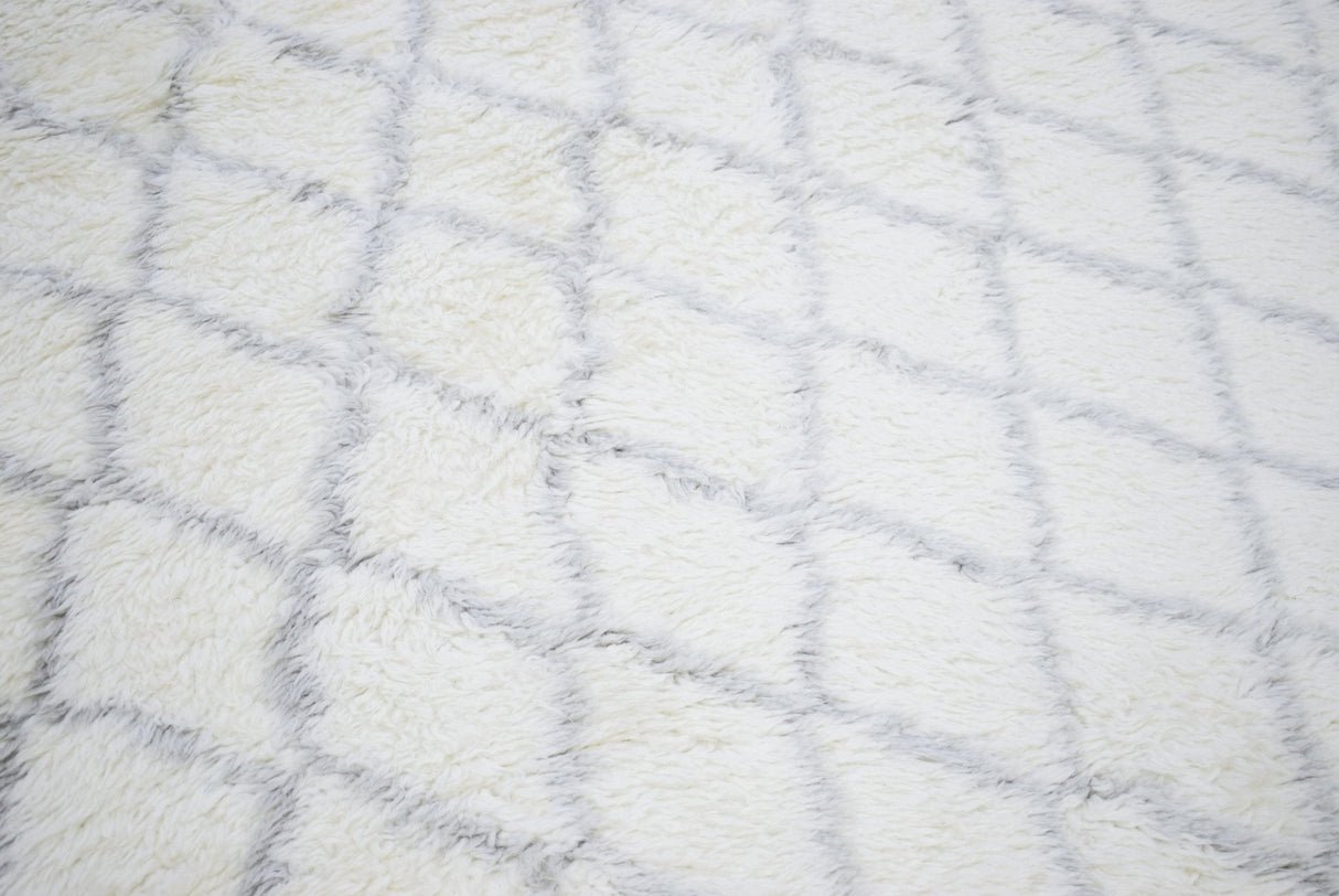 Ivory and Charcoal Modern Style Handmade Wool Area Rug