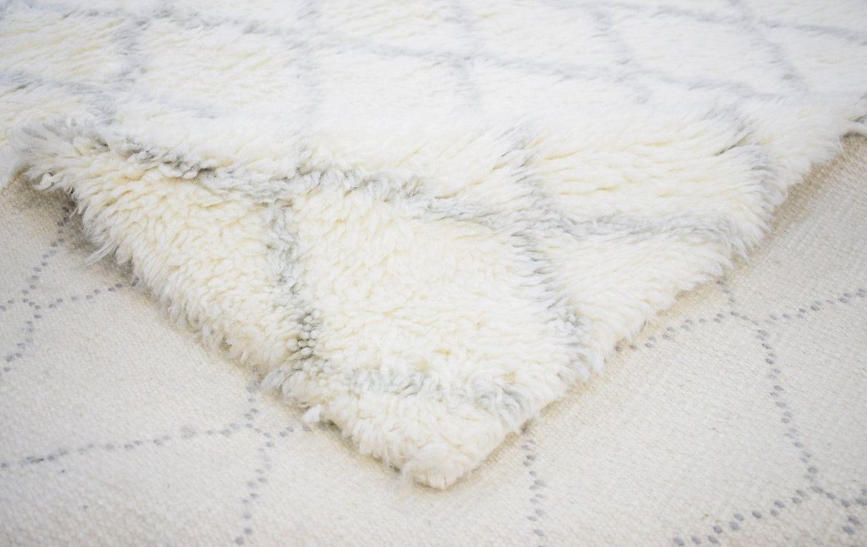 Ivory and Charcoal Modern Style Handmade Wool Area Rug