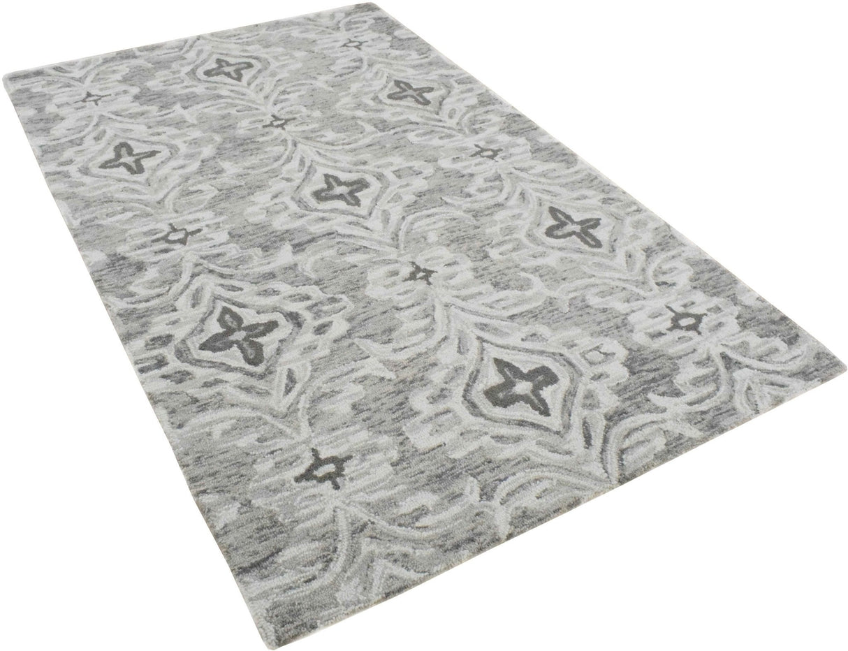 Ivory And Gray Modern Style Hand Tufted Wool Area rug