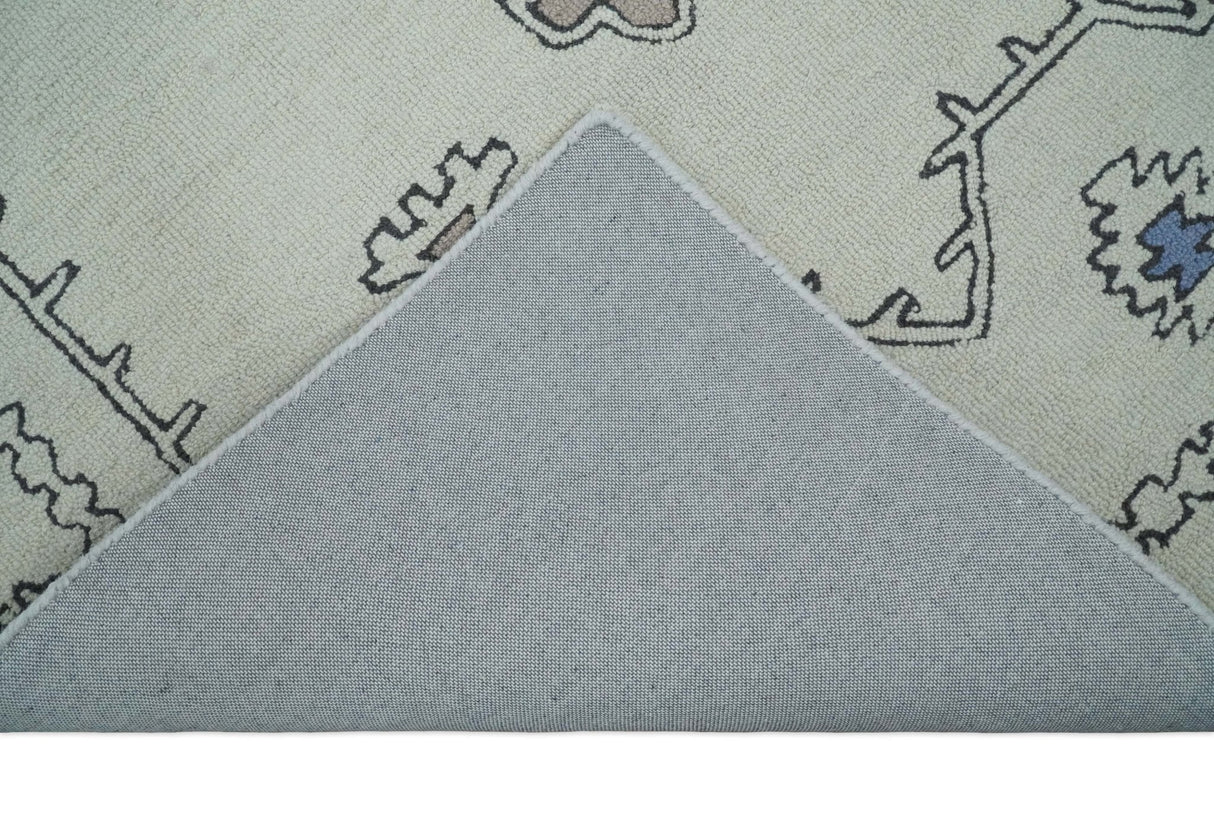 Ivory and Peach Persian Style Tribal Hand Tufted Wool Area Rug