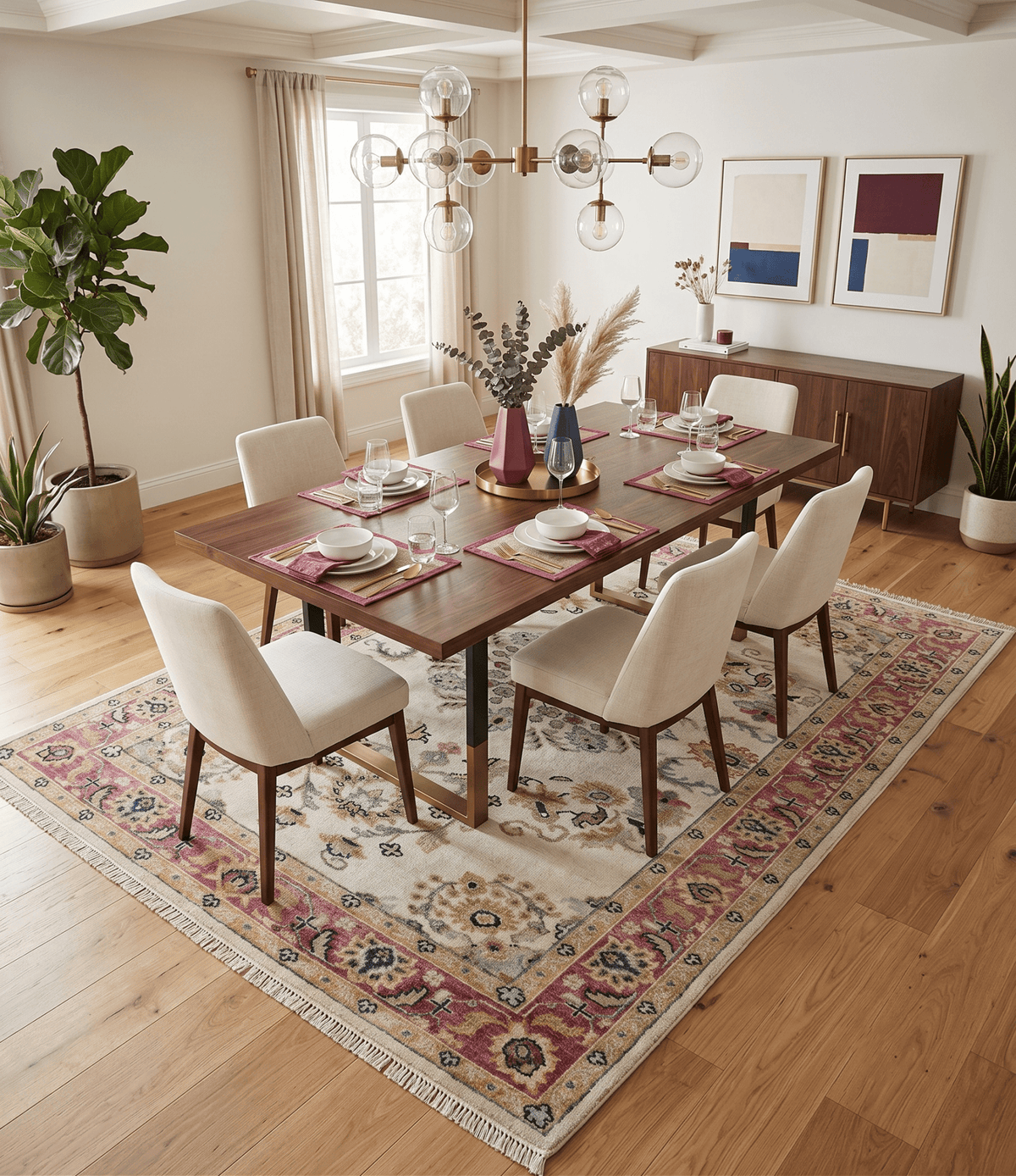 Ivory, Brown, Olive and Charcoal Traditional Heriz Medallion Custom Made Wool Area Rug