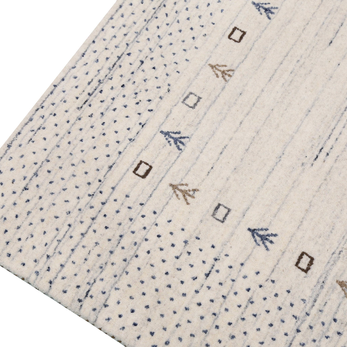 Ivory Contemporary Gabbeh Border Design Hand Loomed Wool Rug