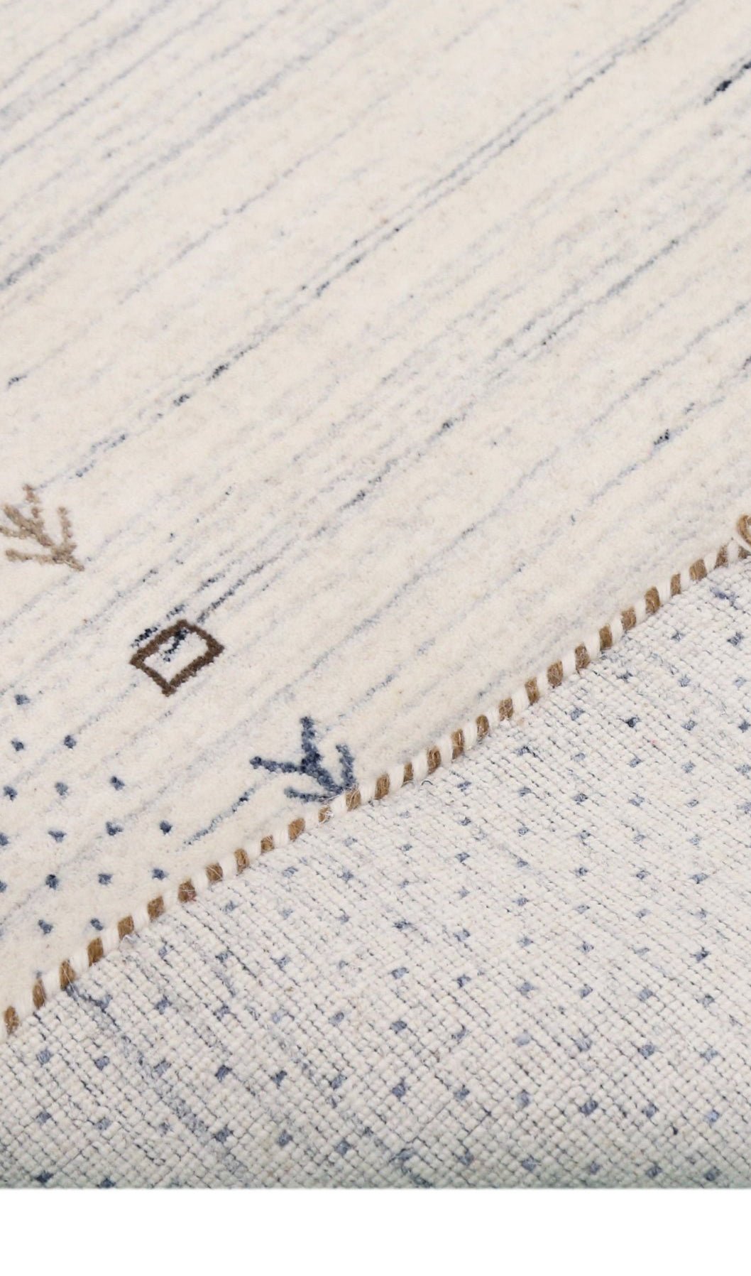 Ivory Contemporary Gabbeh Border Design Hand Loomed Wool Rug