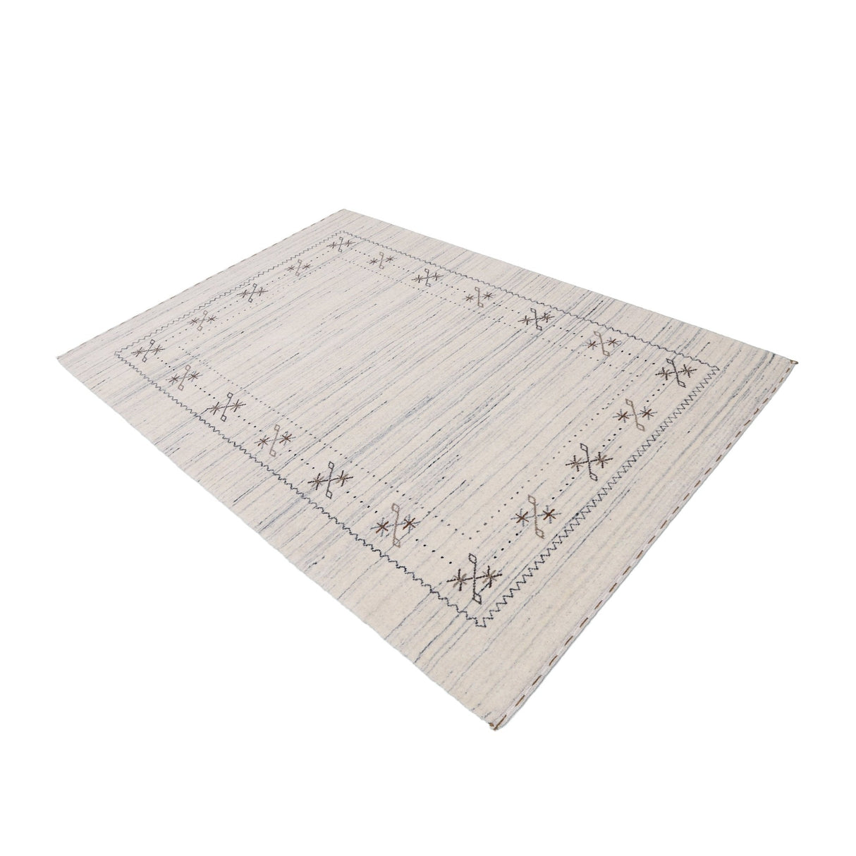 Ivory Gabbeh Border Design Hand Loomed Wool Rug