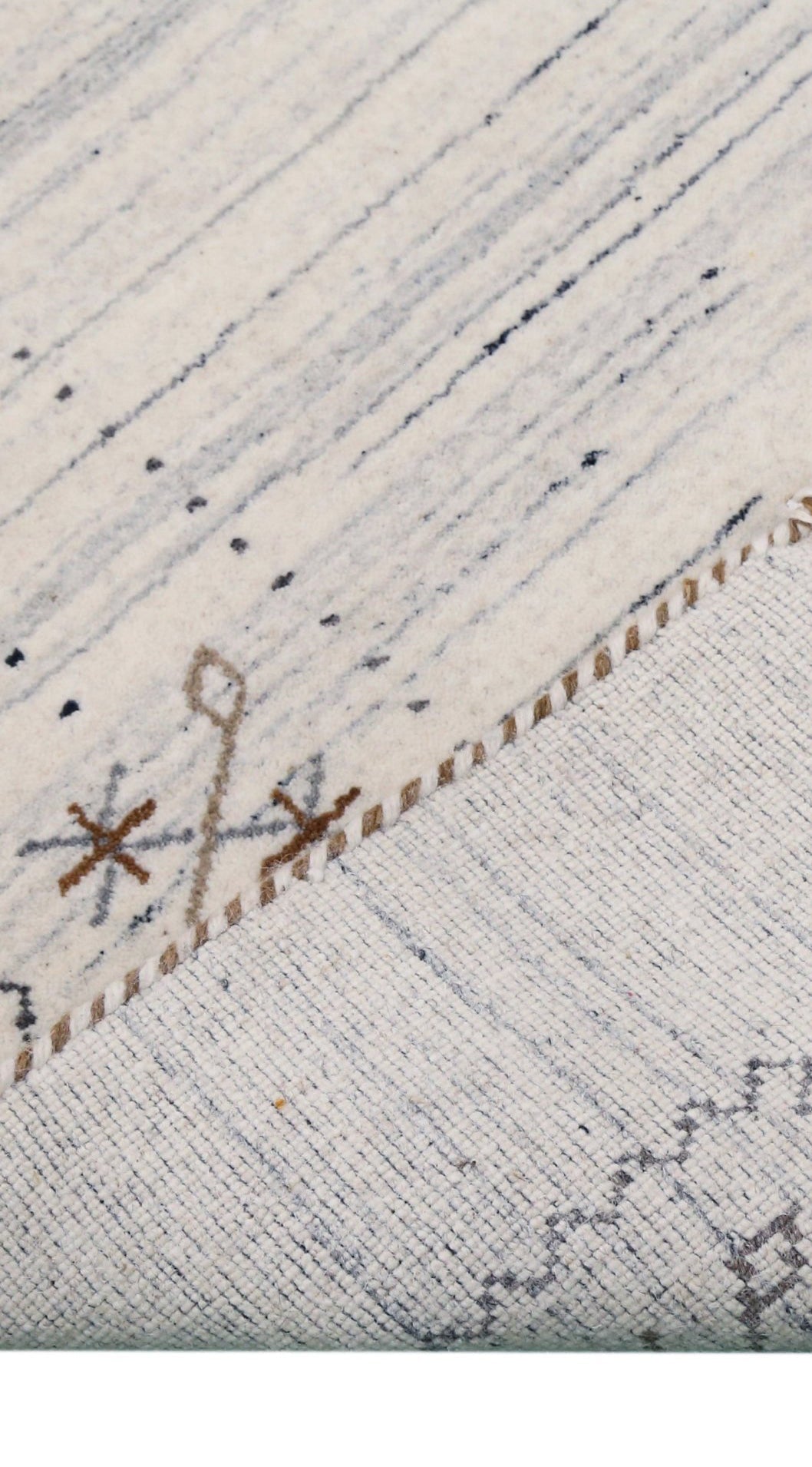 Ivory Gabbeh Border Design Hand Loomed Wool Rug