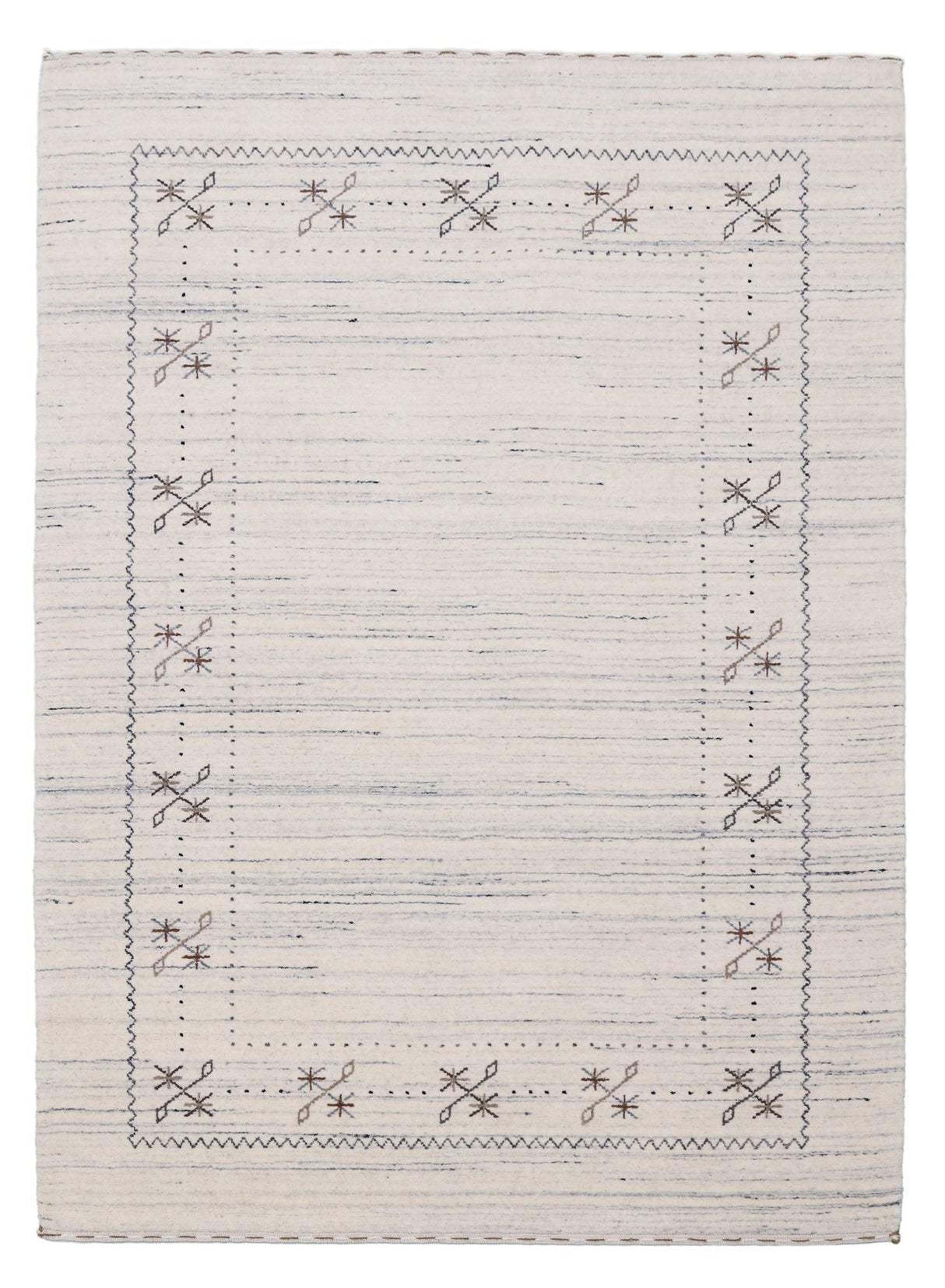 Ivory Gabbeh Border Design Hand Loomed Wool Rug