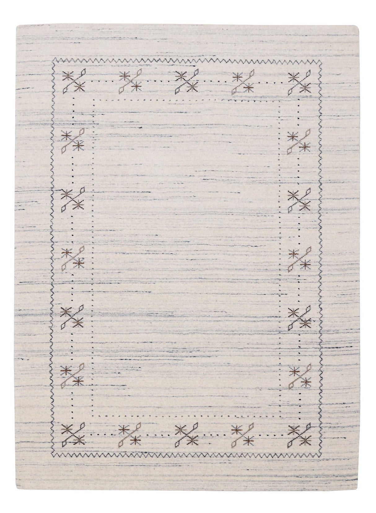 Ivory Gabbeh Border Design Hand Loomed Wool Rug