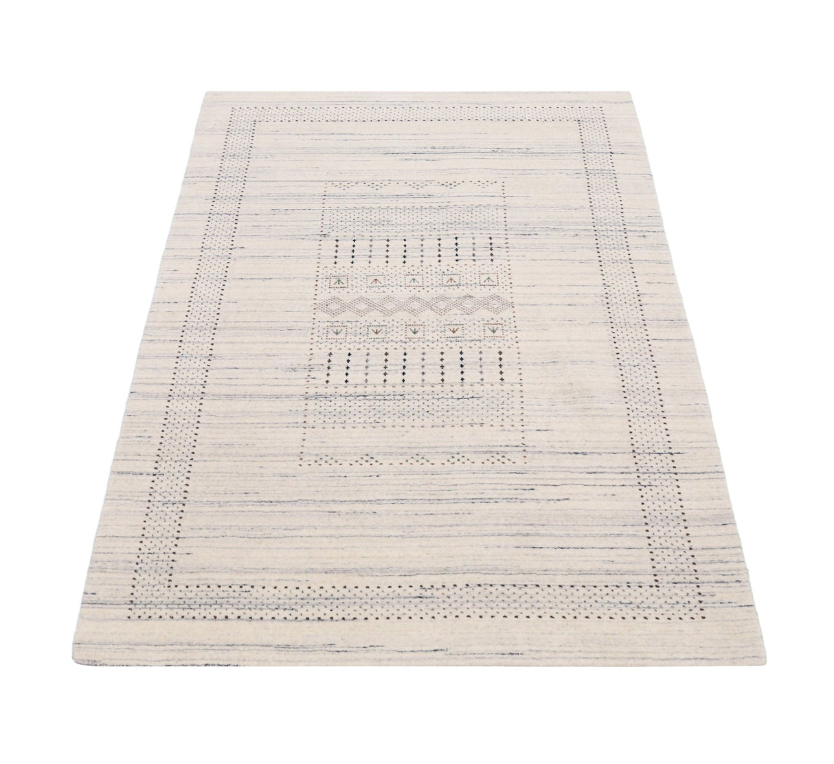 Ivory Gabbeh Design Hand Loomed Wool Area Rug
