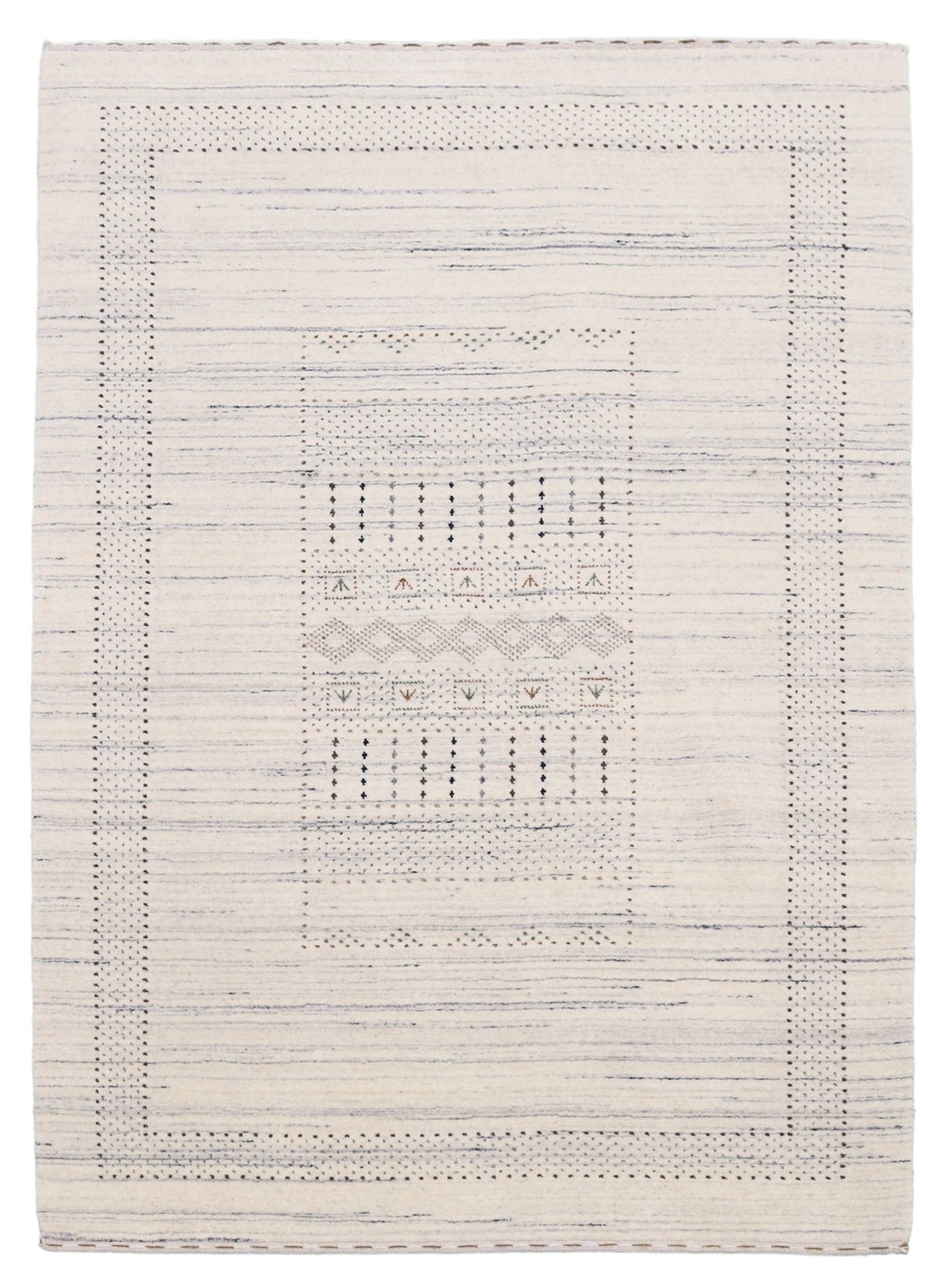 Ivory Gabbeh Design Hand Loomed Wool Area Rug