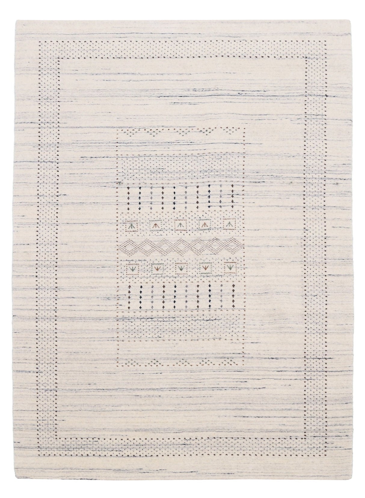 Ivory Gabbeh Design Hand Loomed Wool Area Rug
