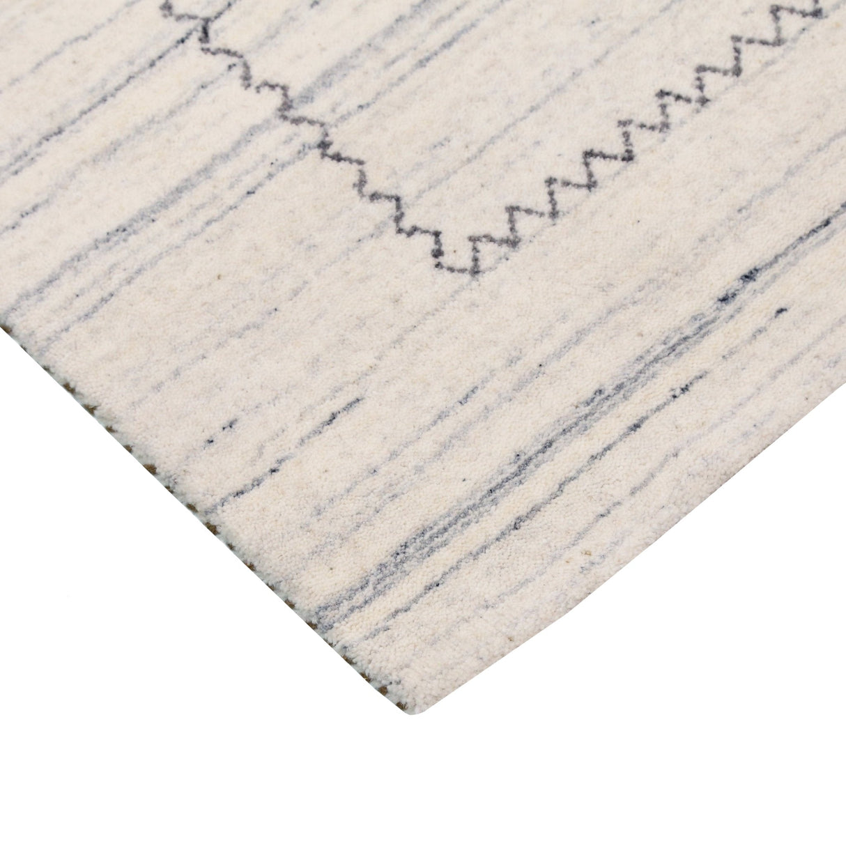 Ivory Modern Tribals Design Hand Loomed Wool Area Rug