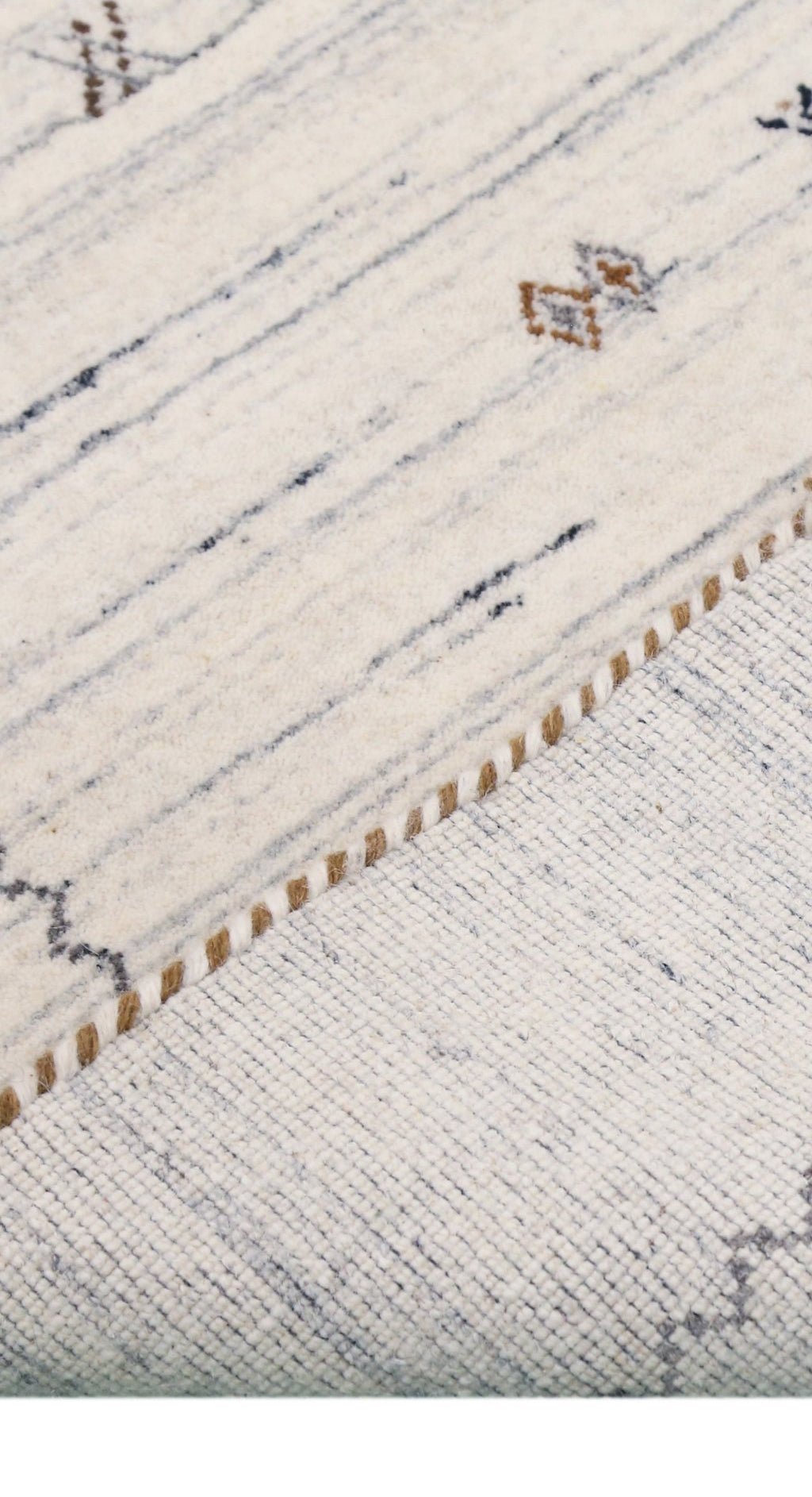 Ivory Modern Tribals Design Hand Loomed Wool Area Rug