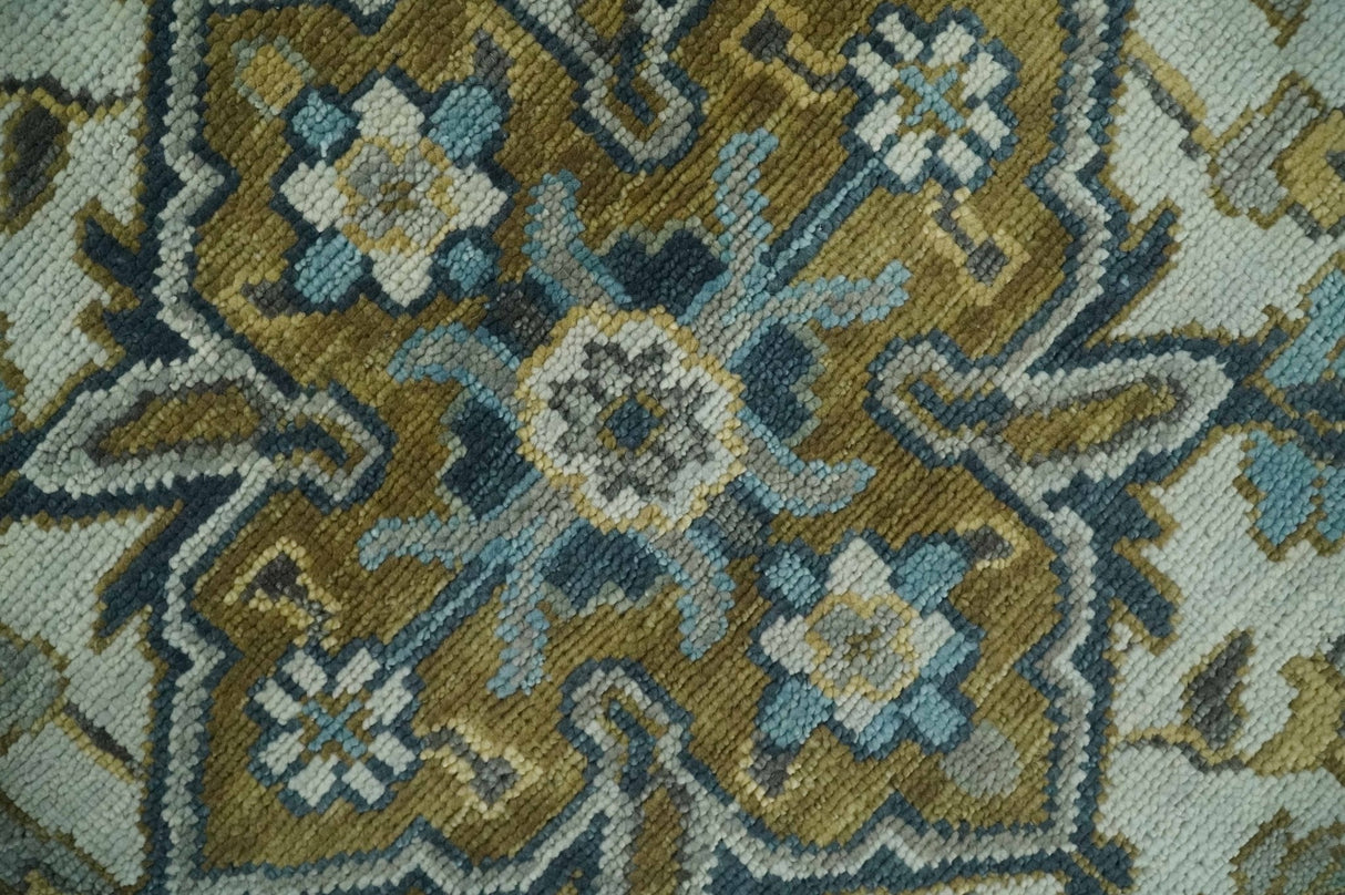 Ivory, Teal, and silver Hand Knotted Traditional Medallion Multi size wool Area Rug
