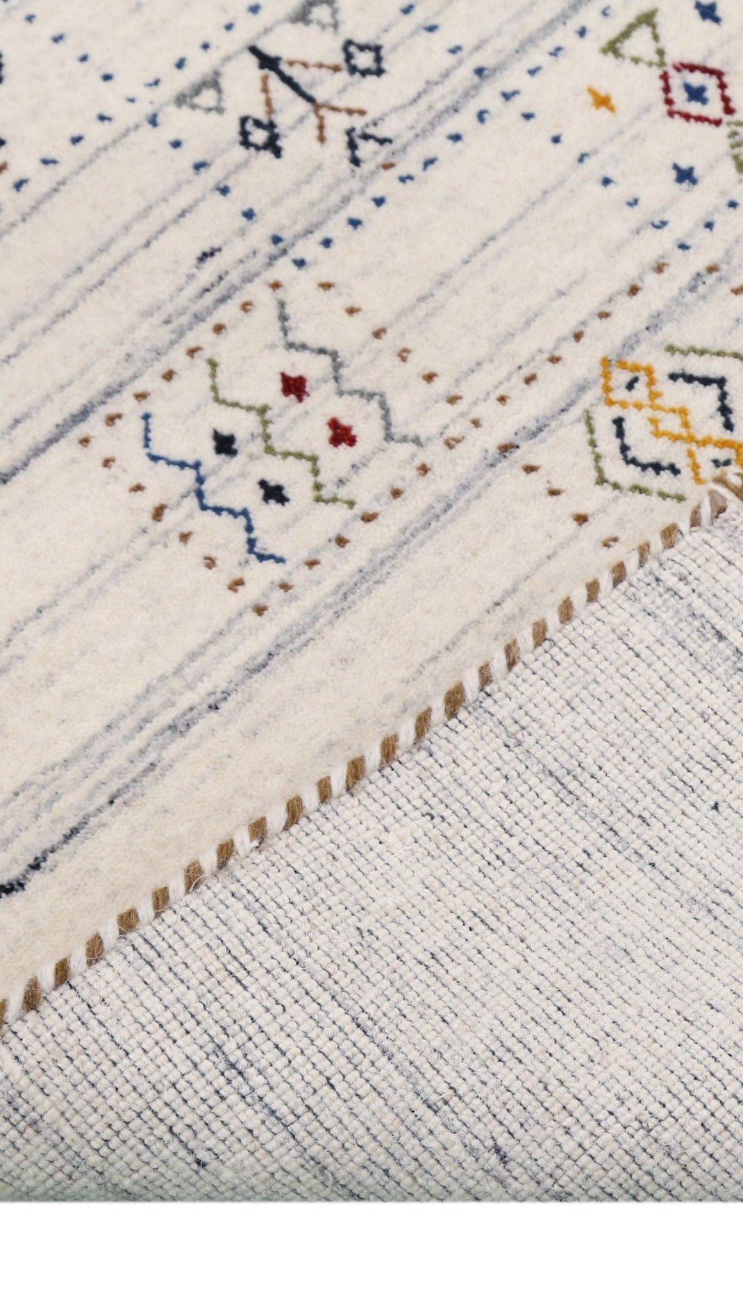 Ivory Tribal Design Hand Loomed Wool Area Rug