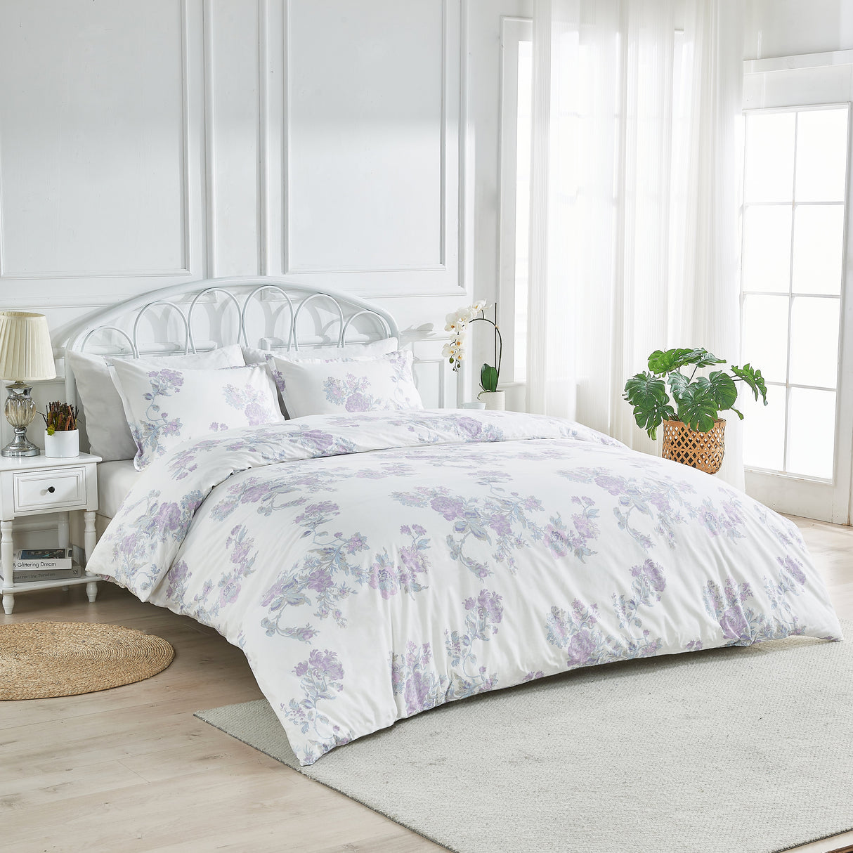Jardin De Rose Printed Cotton Percale Duvet Set-Duvets-Parc Decor
