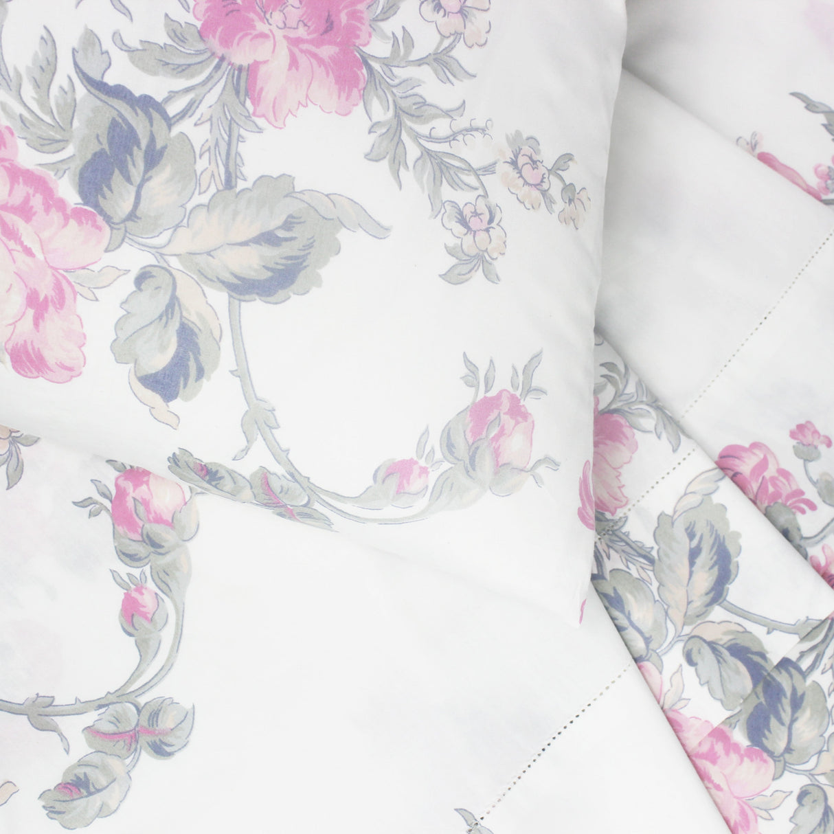 Jardin De Rose Printed Cotton Percale Sheet Set-Bed Sheets-Parc Decor